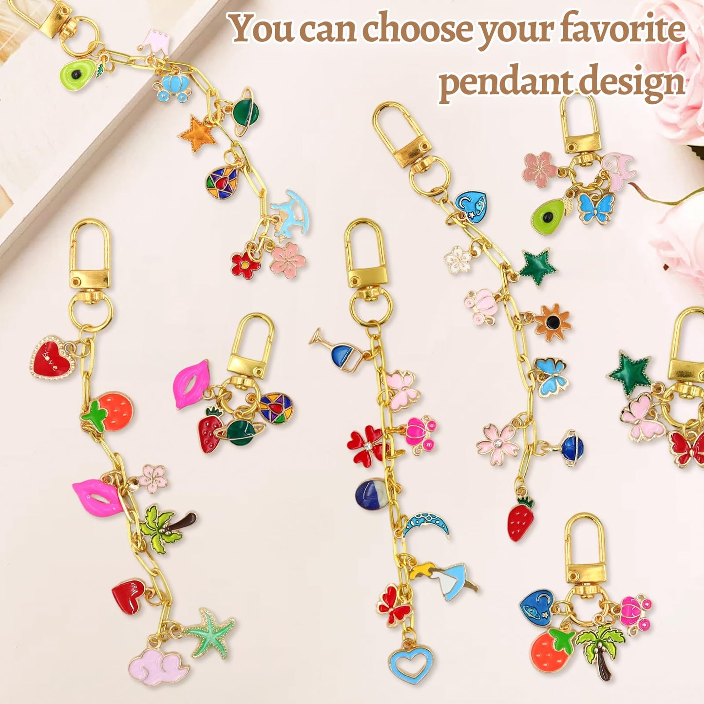 Gaiett 302 Pcs Keychain Making Kit with Charms, Bag Charm Making Kit Including 100 Charms 20 Keychain Clips Hooks 20 Extender Chains 160 Jump Ring and Jewelry Plier for DIY Gift