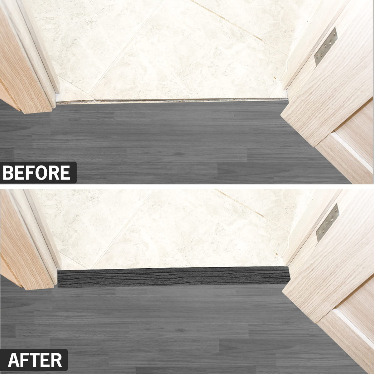 16.4Ft Floor Transition Strip Self Adhesive Vinyl Cover Floor Strip Flat Divider Transition Strip Wood Grain Design for Laminate Floor Gaps and Doorway Transitions (16.4 Foot)