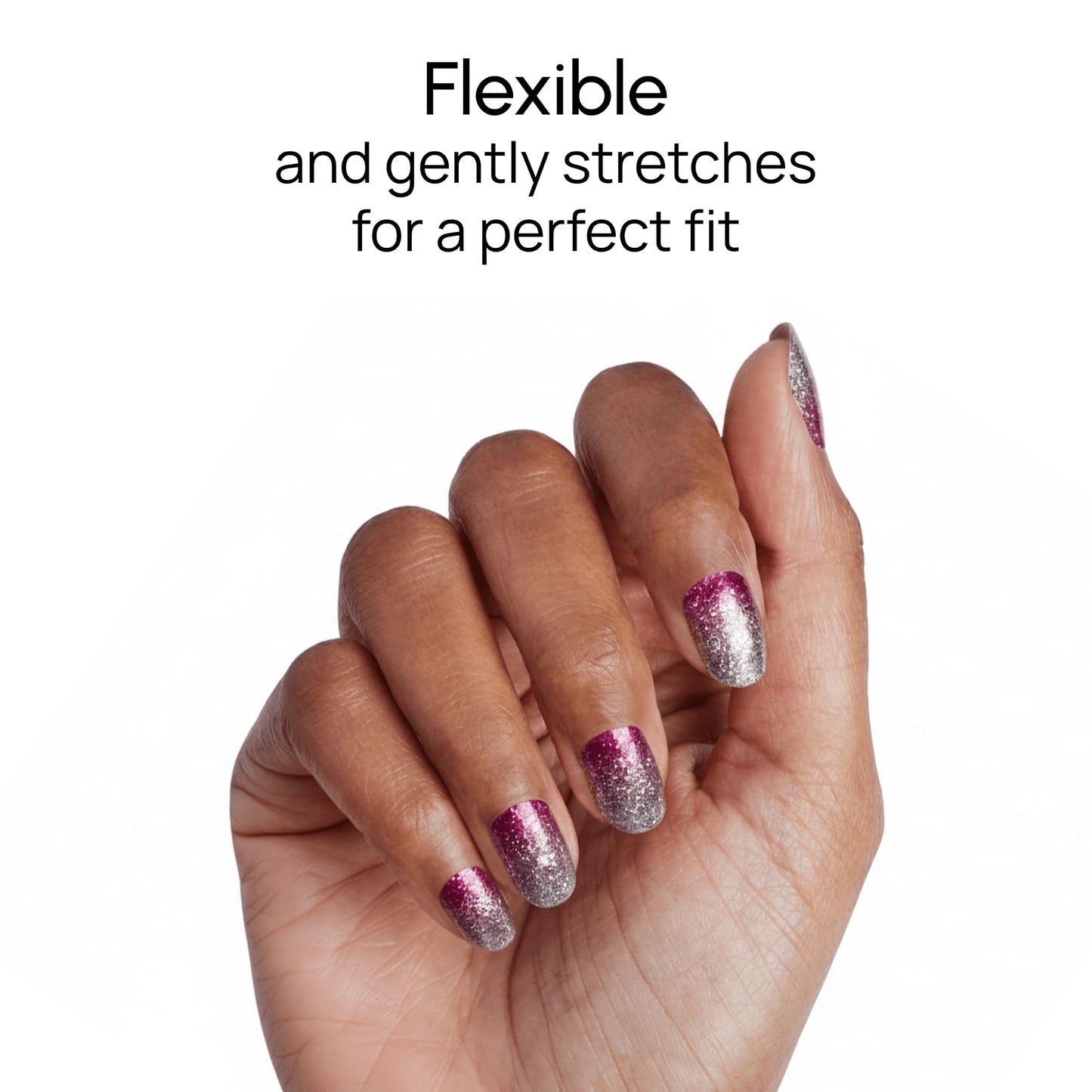 Color Street Vegas Vixen Nail Strips - Pink & Silver Glitter Gradient - Glamorous Glitter Finish - 16 Double-Ended Nail Strips - Easy Peel & Stick Application - No Dry Time, Long-Lasting Wear
