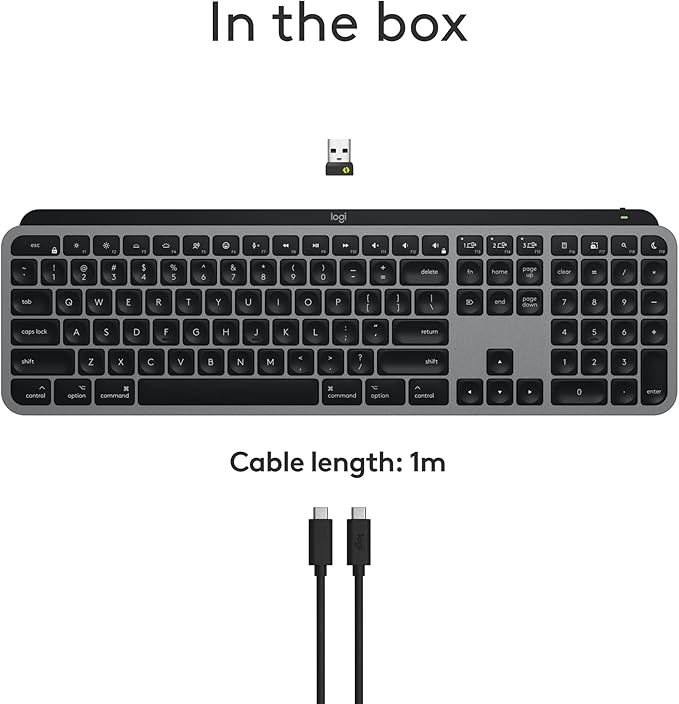 Logitech MX Keys S for Mac, Wireless Keyboard, Fluid, Precise Laptop-Like Typing, Programmable Keys, Backlit, Bluetooth USB C Rechargeable for MacBook Pro, MacBook Air, iMac, iPad - Space Grey