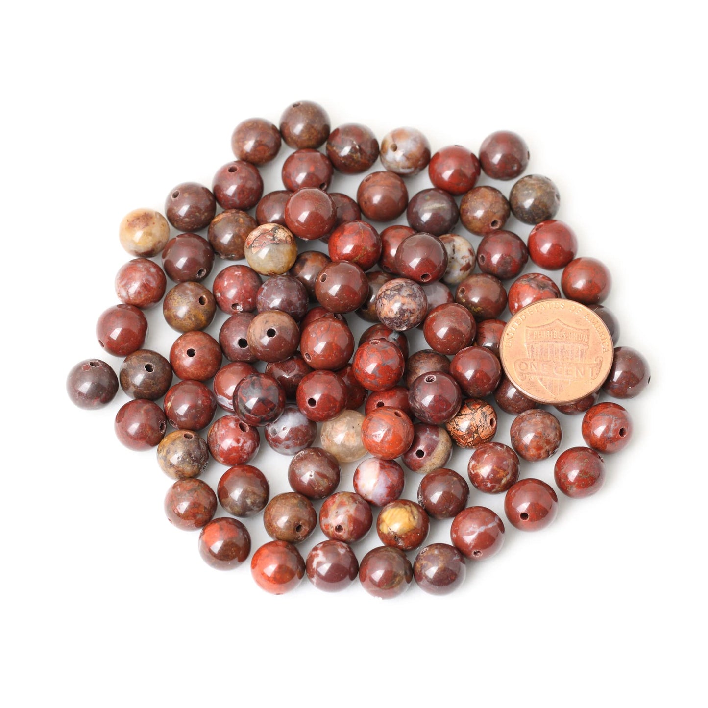 CHEAVIAN 45PCS 8mm Natural Red Brecciated Jasper Gemstone Round Loose Beads Stone Beads for Jewelry Making DIY 1 Strand 15"