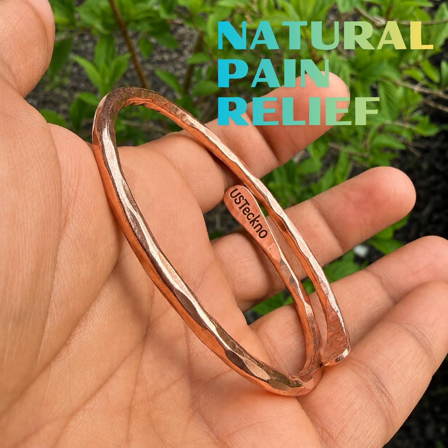 USTeckno Hand Forged 100% Pure Copper Bracelet. Made with Premium Solid High Gauge Copper and Health benefits. Enhance your well-being in style