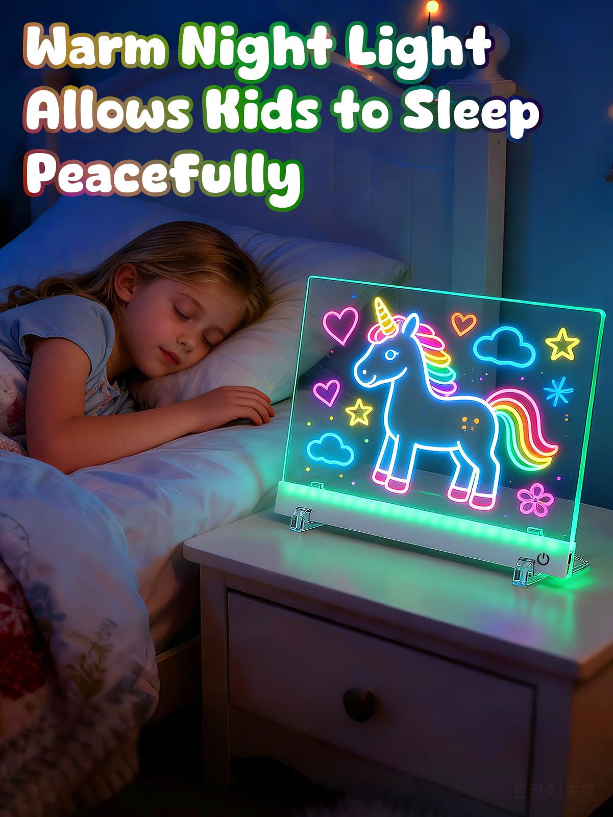 Light Up Led Drawing Board for Kids - Rechargeable 9.8"x13.8" Acrylic Led Note Board with 7 Colors & 4 Modes, Doodle Boards for Art Toys, Birthday Gifts for Grandkids