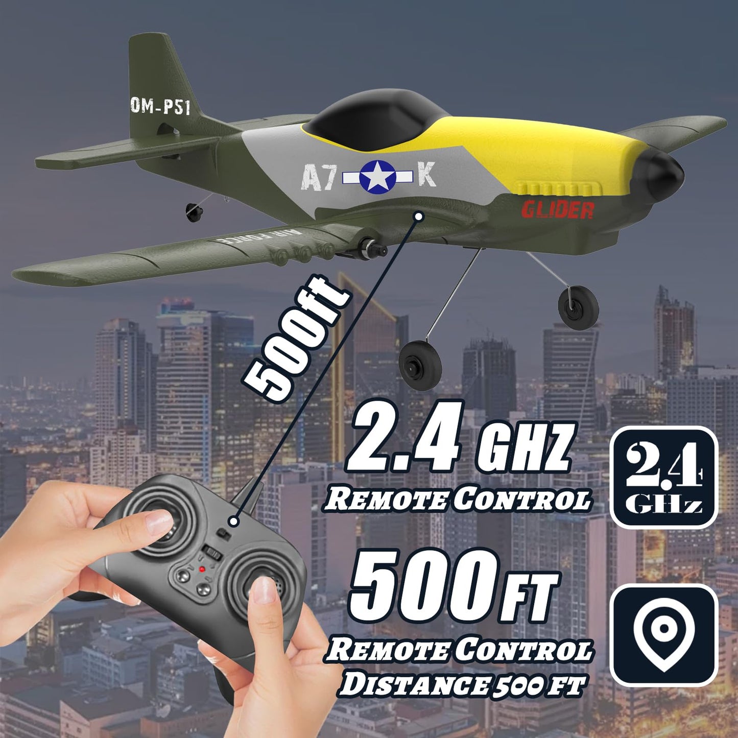 OMNANGO RC Plane，3 Channel RC Jet Plane with 2.4GHz Remote Control 6-Axis Gyro Drone for Kids 8-12 & Adults, Beginner-Friendly Outdoor Remote Control Airplane, Rechargeable Battery, Easy to Fly