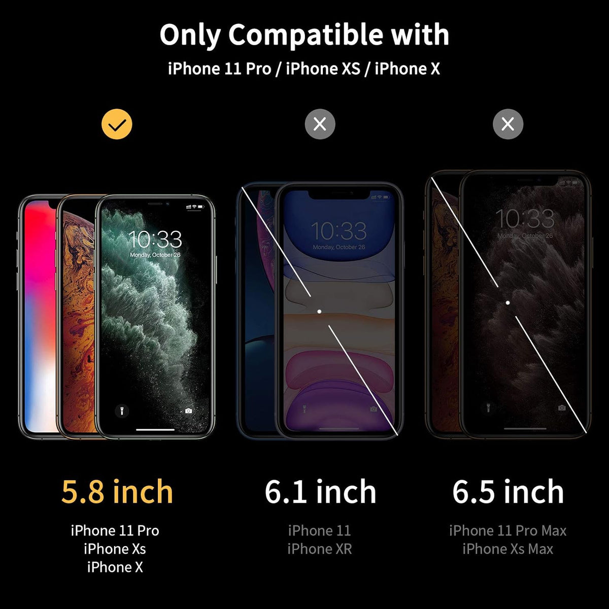 UNBREAKcable Screen Protector for iPhone X/XS/ 11 Pro, Double Shatterproof Tempered Glass [Easy Installation Frame] [99.99% HD Clear] [9H Hardness] for iPhone 5.8 inch - 2 Pack