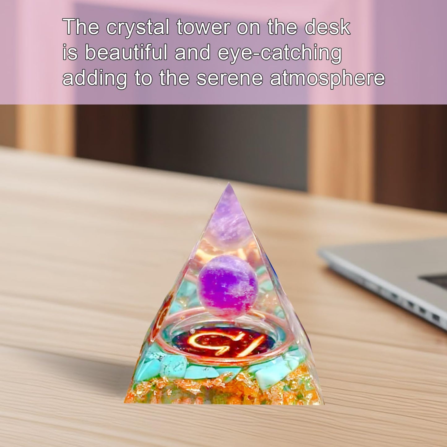Saefheled Twelve Constellations Libra Orgone Pyramid,Natural Turquoise&Amethyst Orgonite Healing Crystal Pyramid for Protection Chakra,Unique Constellation Pyramids for Positive Energy, Money Health