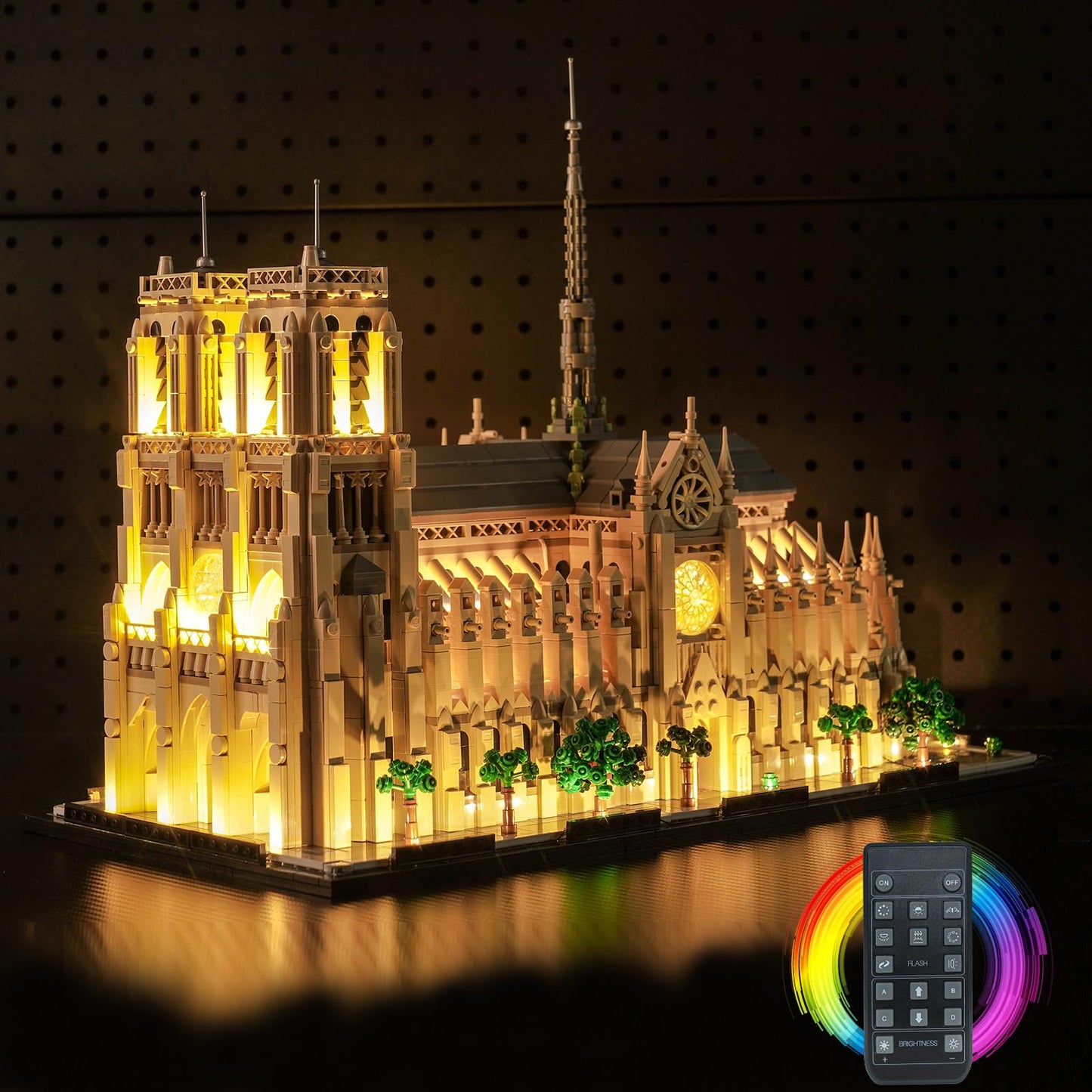LocoLee Light Kit Compatible with Lego Notre Dame Cathedral Architecture 21061, Creative Lighting Set Accessories Compatible with Lego Paris Notre Dame 21061 Set, No Models Only Light (RC Version)