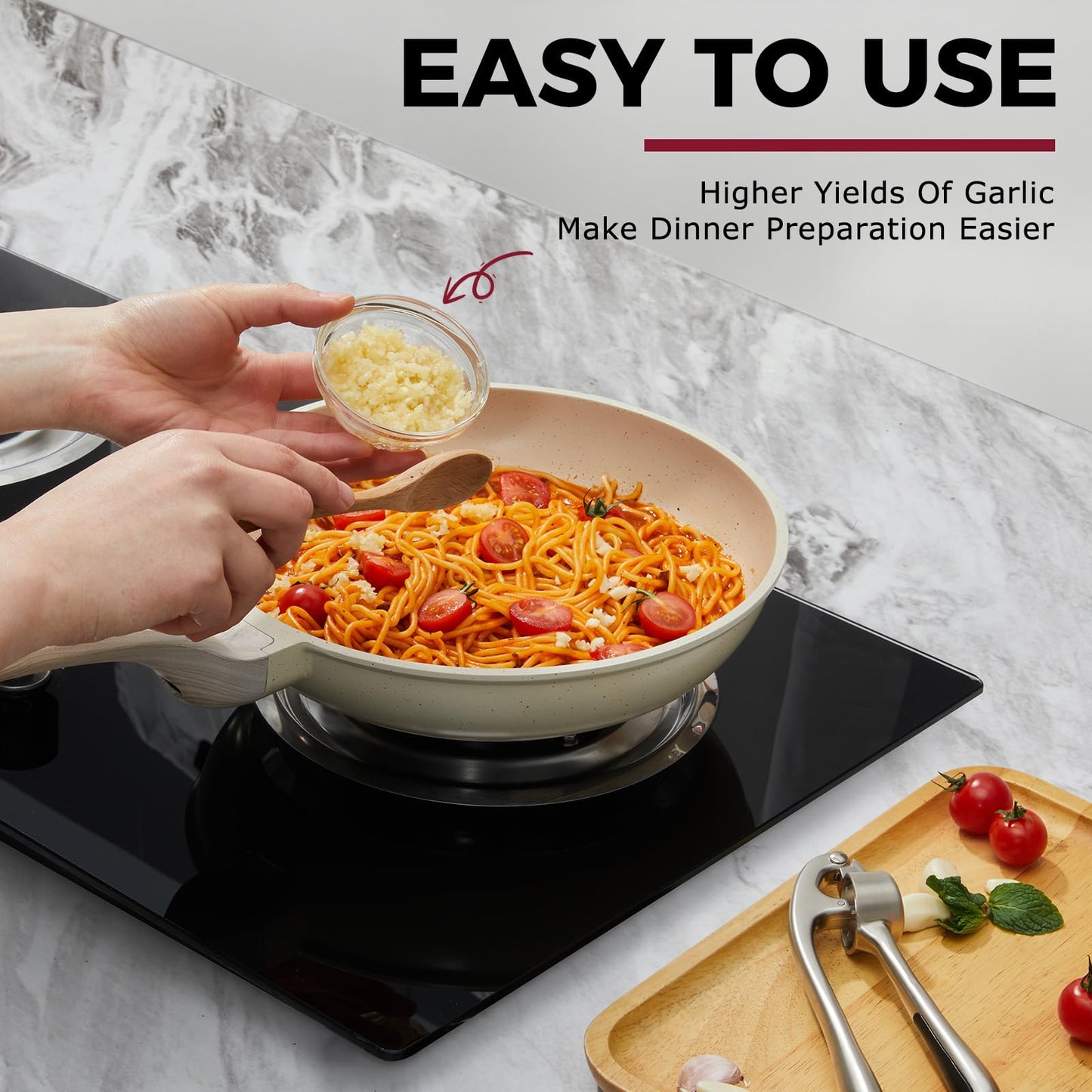 Kitessensu High Effective Garlic Press With Studs, Heavy Duty Garlic Mincer, Easy to Squeeze and Clean, Rust Proof, Ginger Crusher- Imperial Silver