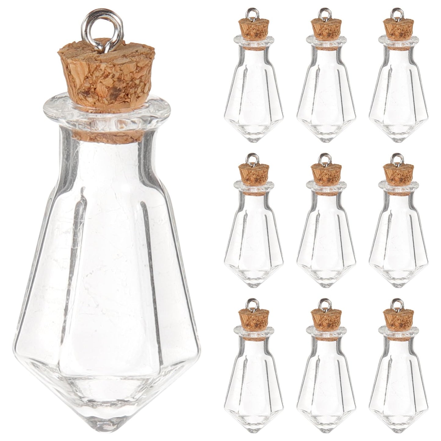 LALAFINA Mini Glass Bottles with Cork Lids 10Pcs Transparent Tiny Jars for Wish Message Storage Diy Craft Home Decor