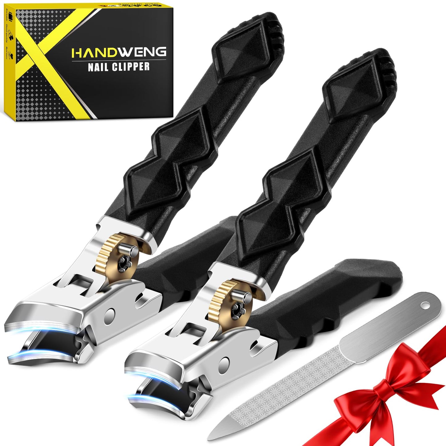 Toenail Clippers for Thick Toenails, Slanted Nail Clippers for Men, Heavy Duty Ingrown Toenail Clippers Nail Cutters, Ultra Sharp Wide Jaw Opening Nail Clippers with Long Handle