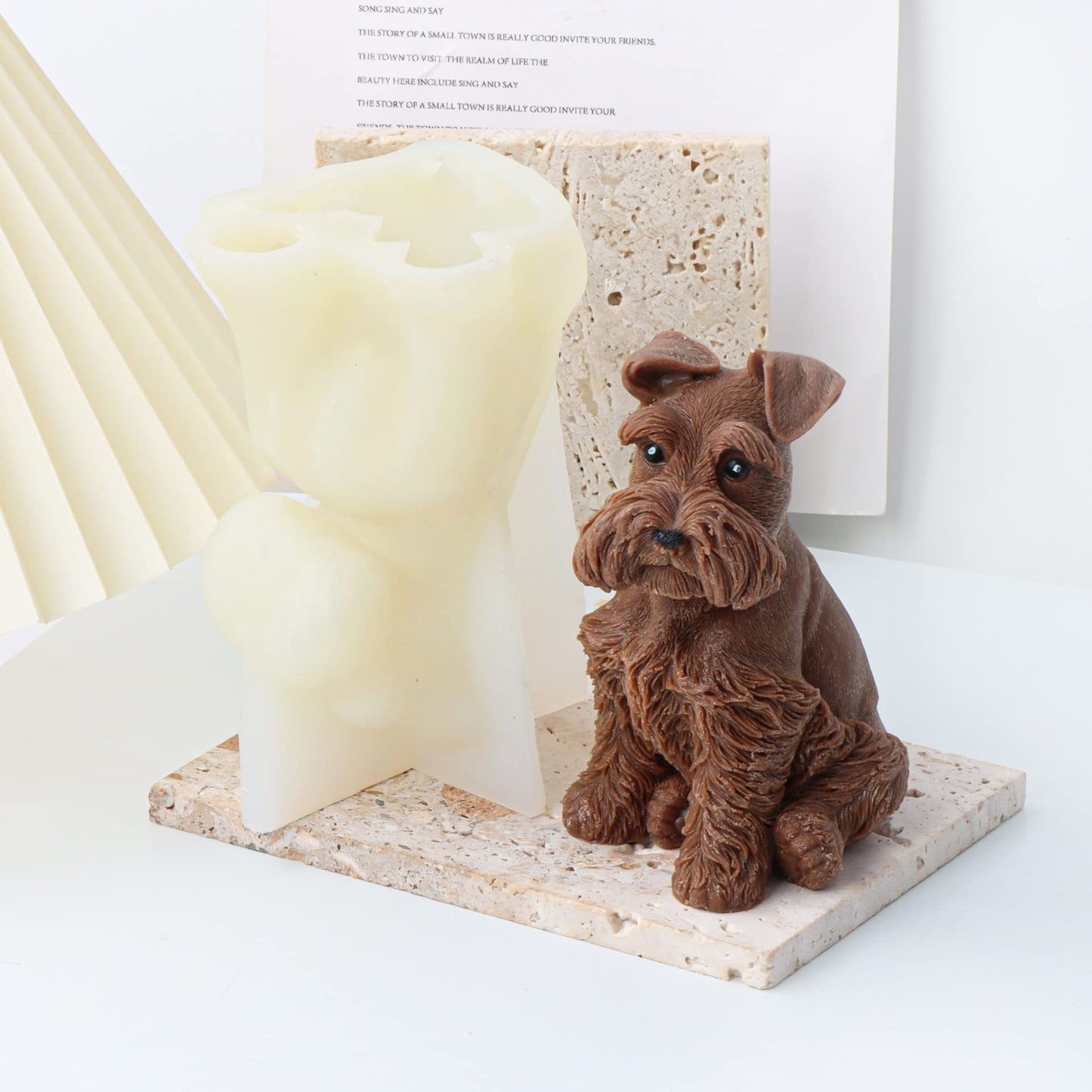 Cestony 3D Sitting Schnauzer Dog Shape Candle Silicone Molds for DIY Candle Resin Pillar Aromatherapy Candles Wax Soap Flower Specimen Clay Craft Desk Decor Making Tools