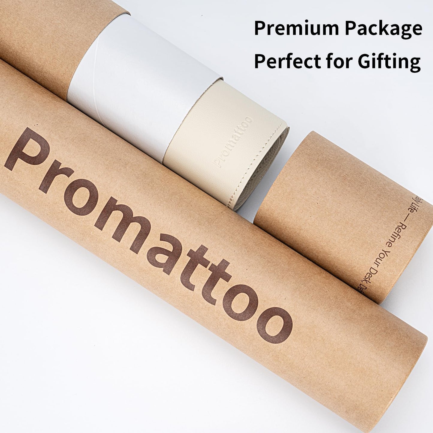 PROMATTOO Oversized Non-Slip Desk Pad Protector with Premium Gift Box – Vegan Leather Waterproof Laptop Mat for Keyboard & Mouse, Grips Desk Firmly – Large Office Pad– Creamy White