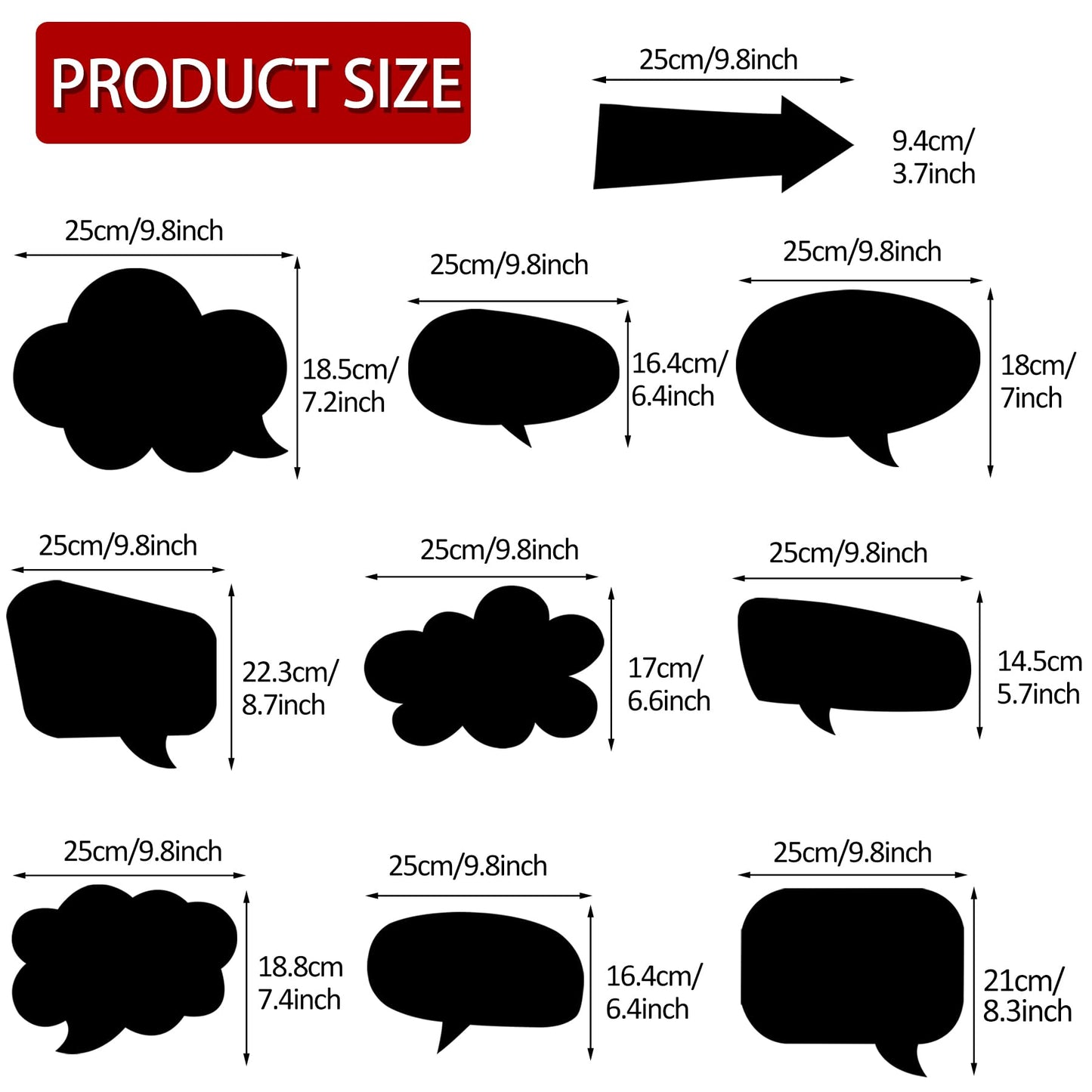 18pcs Blank Photo Booth Props Black Chalkboard Photo Booth Props Frame with Bubble DIY Photo Props for Birthday Wedding Party Supplies(Black)