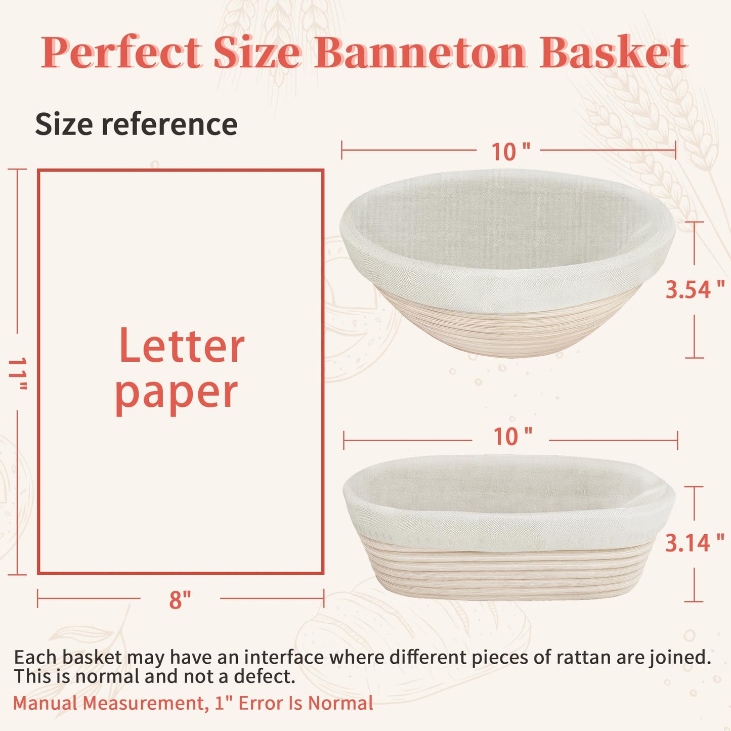 Aliggbent 38Pcs Sourdough Bread Baking Supplies, 10'' Round & Oval Banneton Bread Proofing Baskets with 24 oz Sourdough Starter Jar Kit, Digital Scale, Bags & Bread Making Tools Kit for Artisan Baking