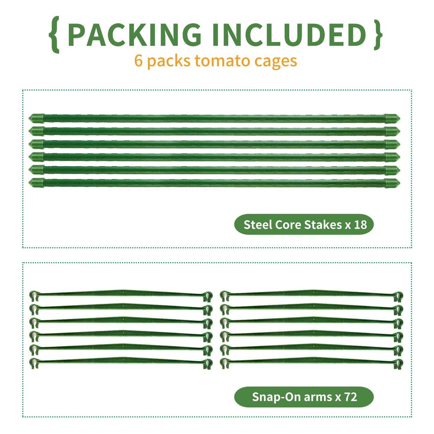 G-LEAF 6 Pack 5ft Tomato Cage for Garden Plant Support, Garden Stakes Tomato Cage, Tomato Cages Plant Stakes for Climbing Plants