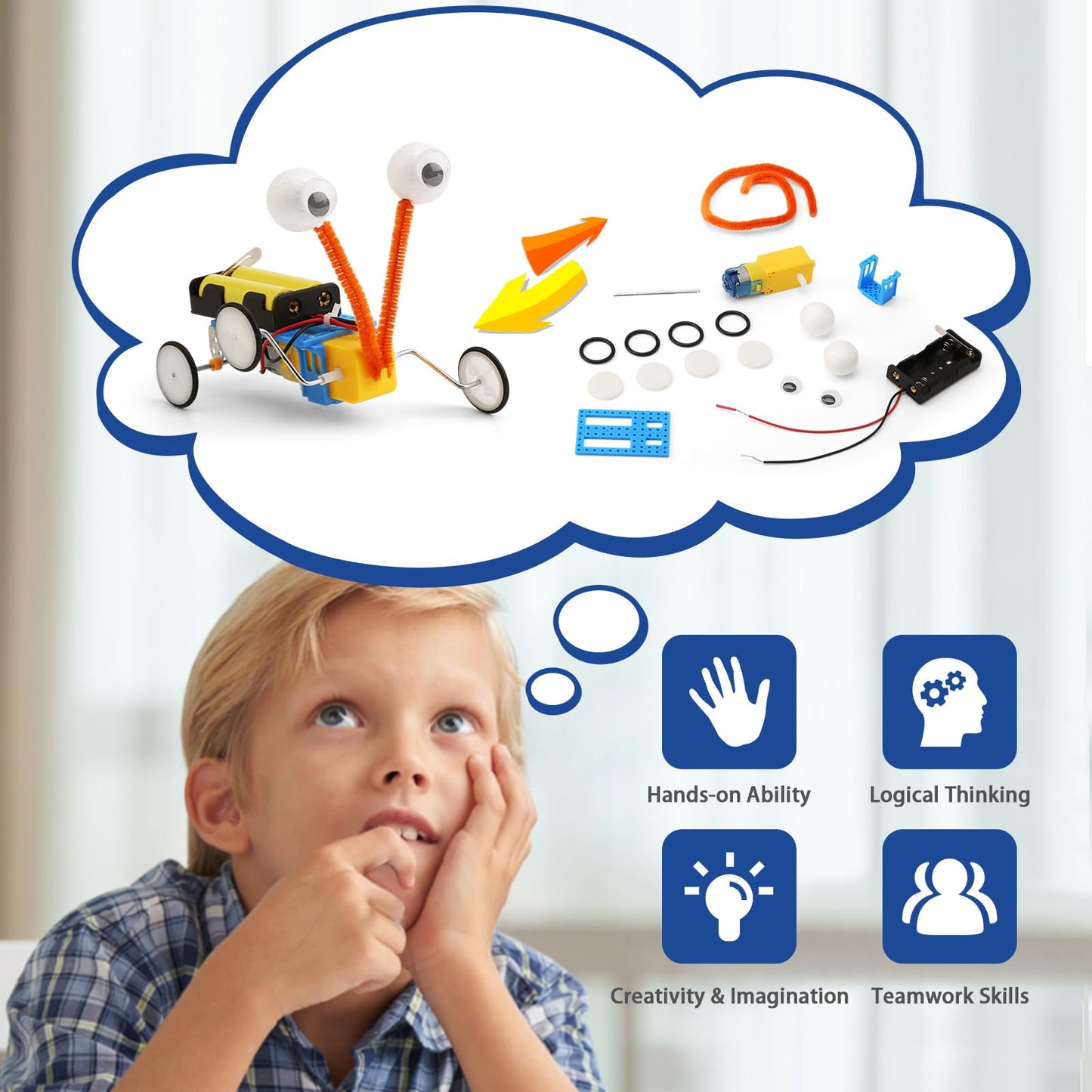 4 Set Bulk Robot Kits for Kids 8-12, STEM Crafts Robotics Science Projects STEM Toys for Boys Girls, Electronics Building Craft Kit Classroom Activities 1st 2nd 3rd Grade 8 9 10 11 12 Year Old