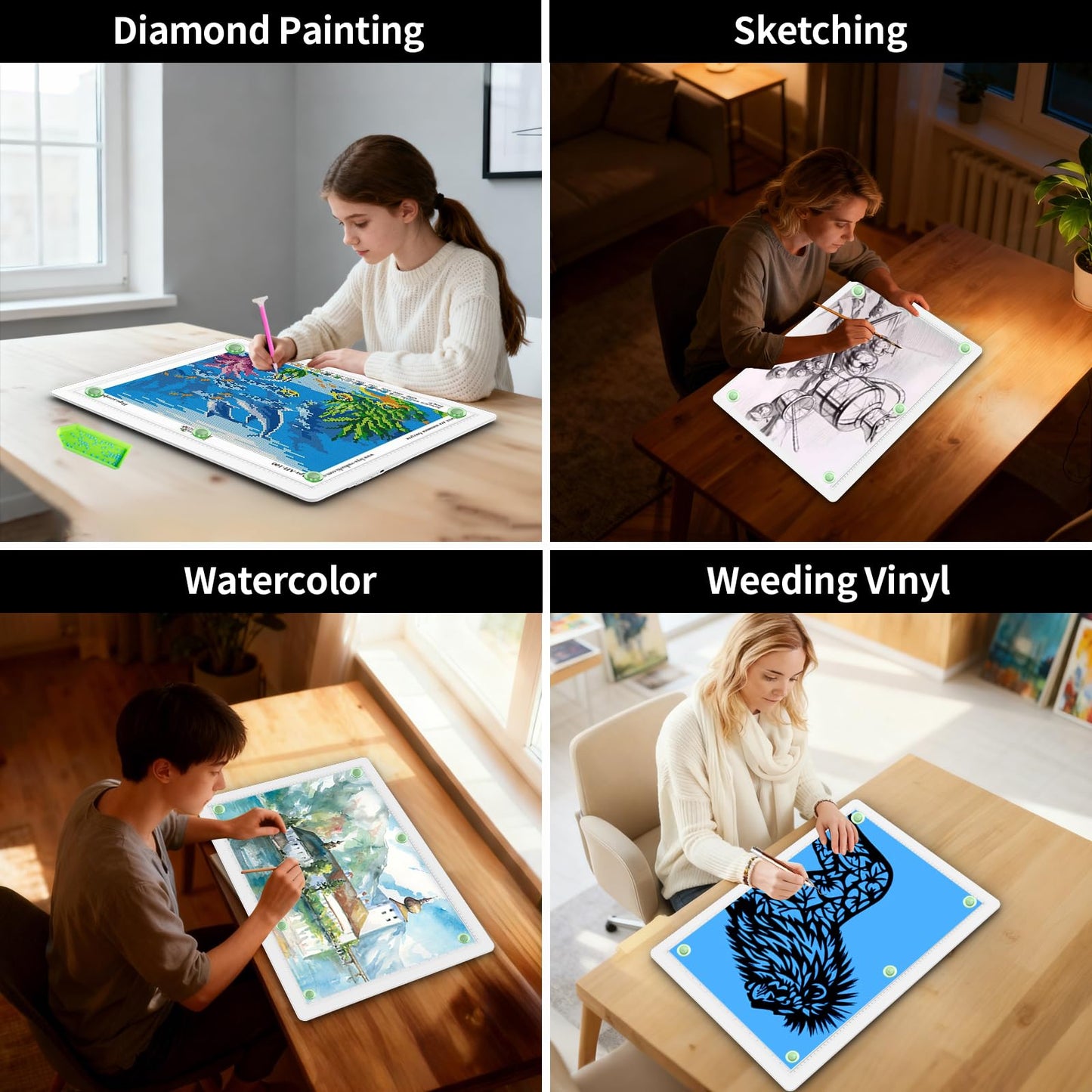 TOHETO Rechargeable A2 Light Pad for Diamond Painting 25.2''x18.4'', Magnetic Diamond Art Light Board, Wireless Lightbox for Tracing and Drawing, Cordless LED Light Table for Sketching, Weeding Vinyl
