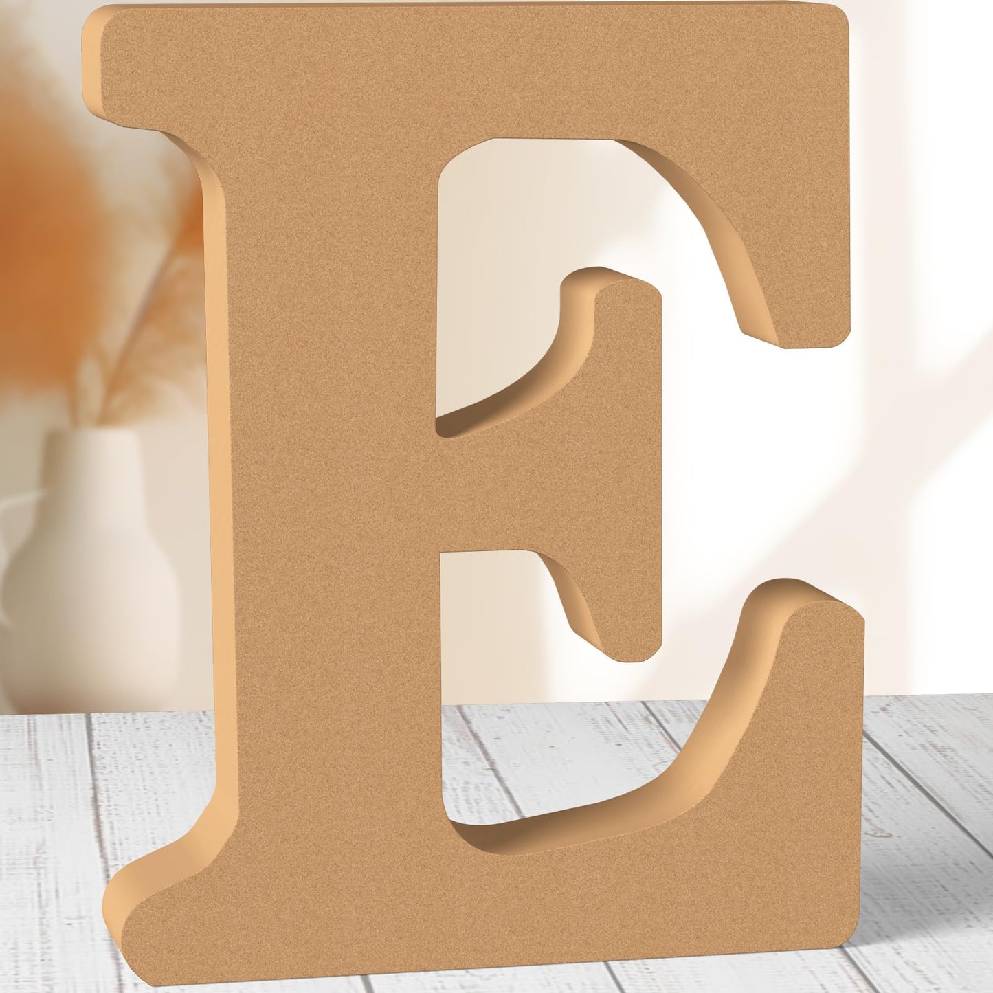 AOCEAN 12 Inch Designable Wood Letters Unfinished Wood Letters for Wall Decor Decorative Standing Letters Slices Sign Board Decoration for Craft Home Party Projects (E)