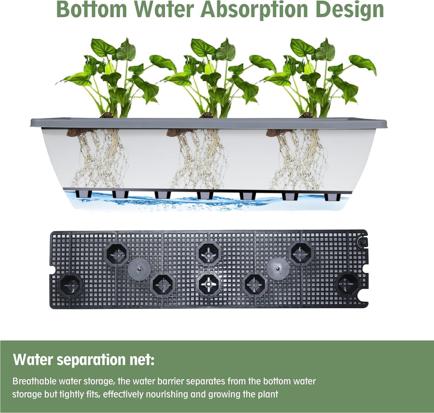 Tcevily 12 Pcs 24 inch Window Box Planter, Large Rectangular Flower Planter Boxes with Shelf Insert Plastic for Indoor and Outdoor Garden, Balcony Home Decor (12, 24 inch)