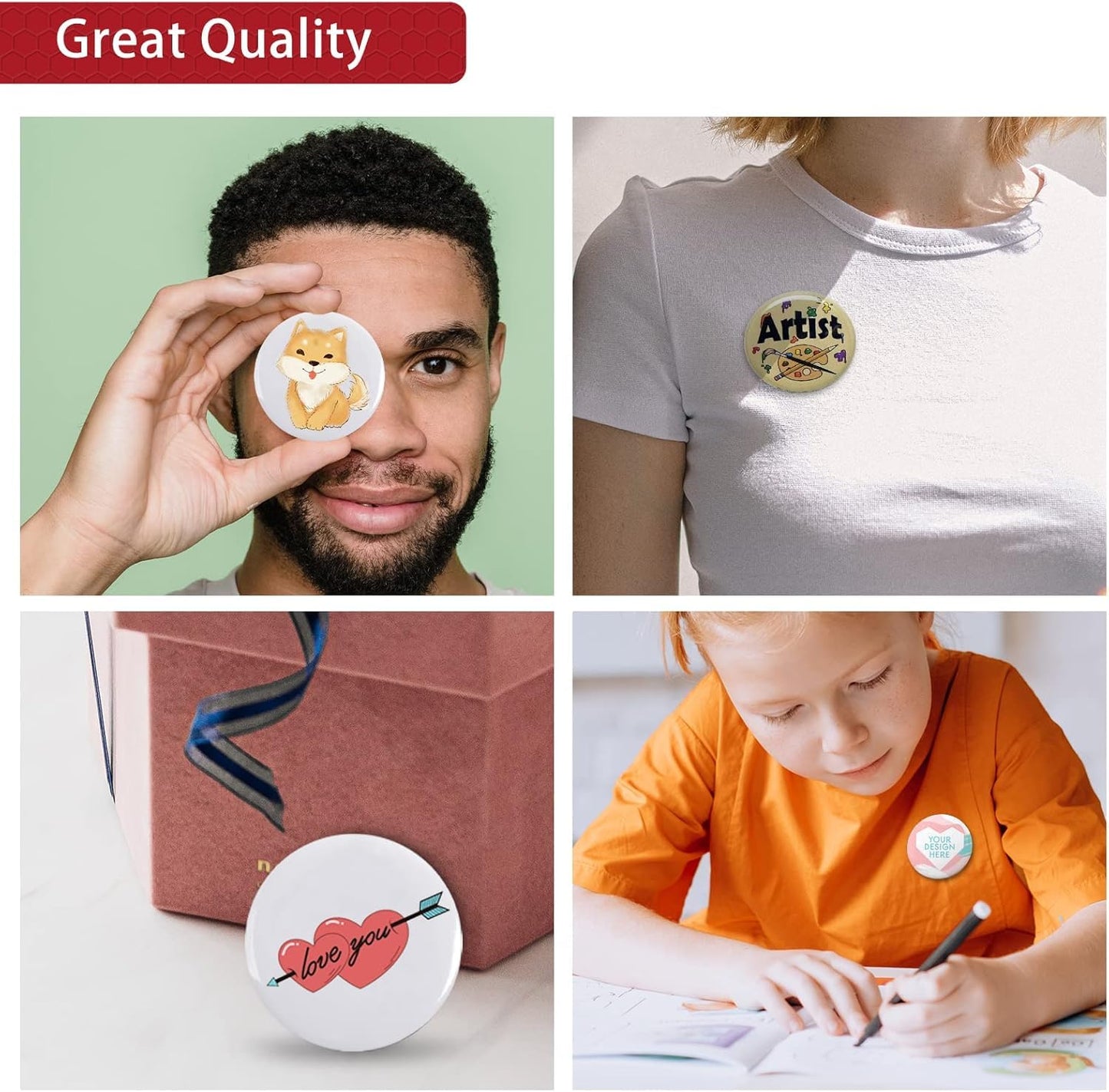 100 Sets 56mm Button Badge Button Pins, Badge Making Materials Blank Making Parts for Craft Supplies Making Birthday Parties Gifts
