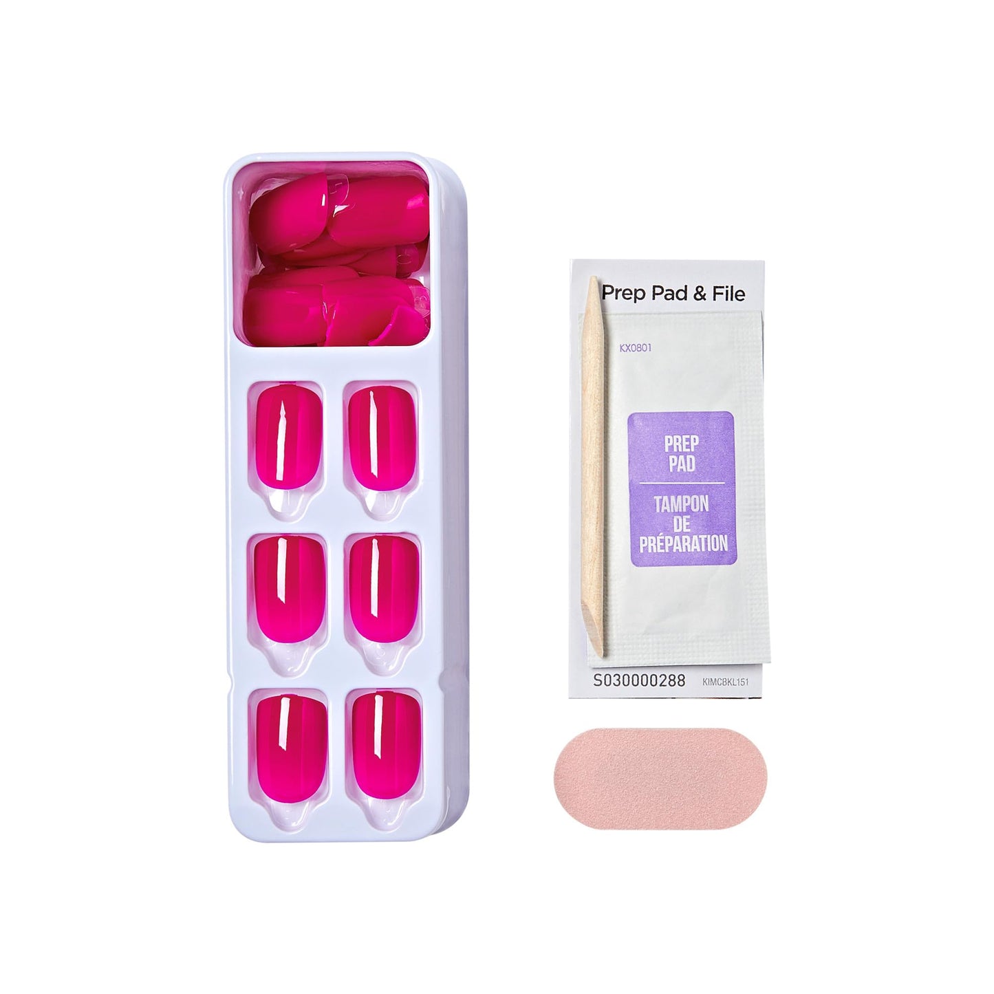 Kiss Impress No Glue Mani Press On Nails, Color, 'All Smiles', Pink, Short Size, Squoval Shape, Includes 30 Nails, Prep Pad, Instructions Sheet, 1 Manicure Stick, 1 Mini File