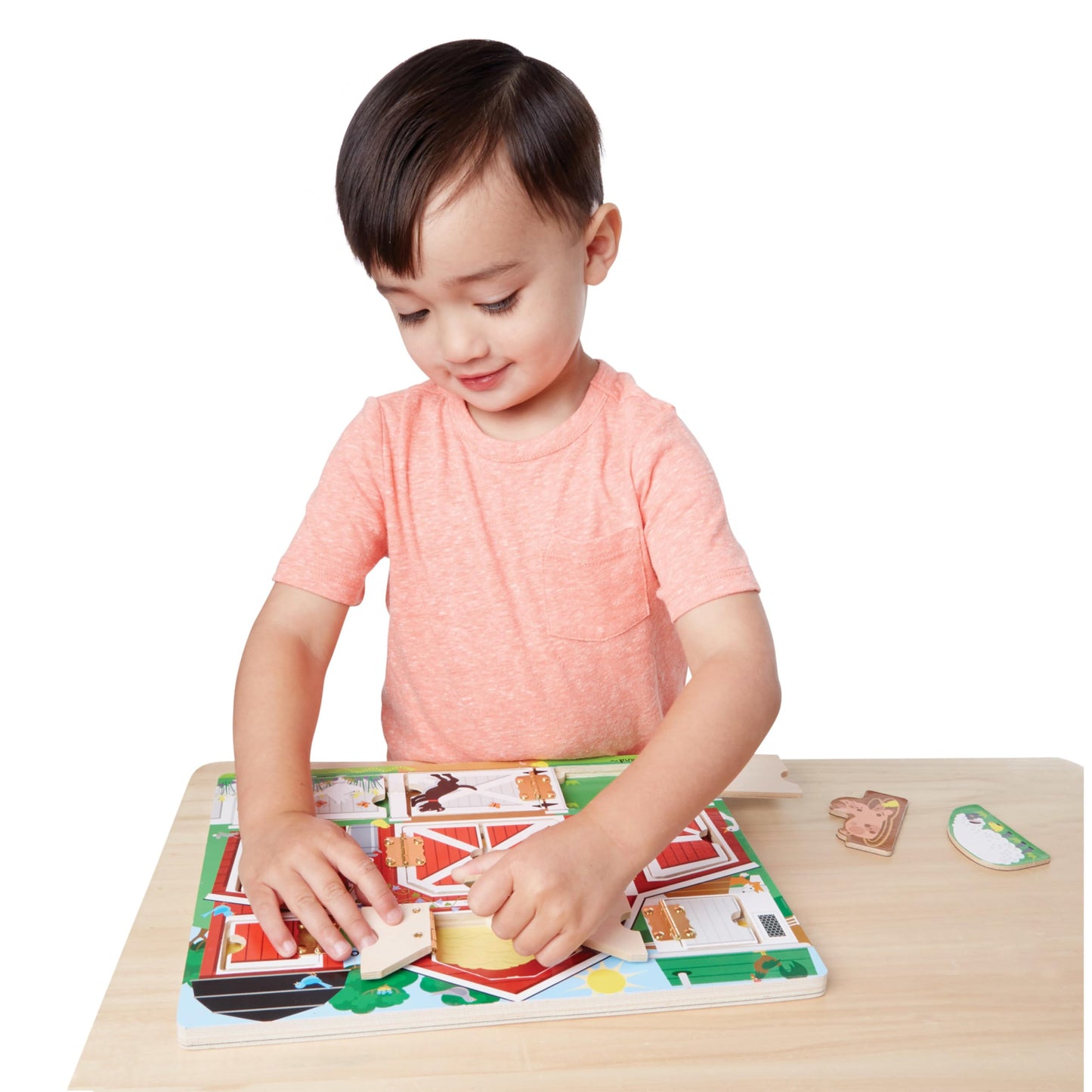 Melissa & Doug Hide and Seek Farm Wooden Activity Board with Barnyard Animal Magnets