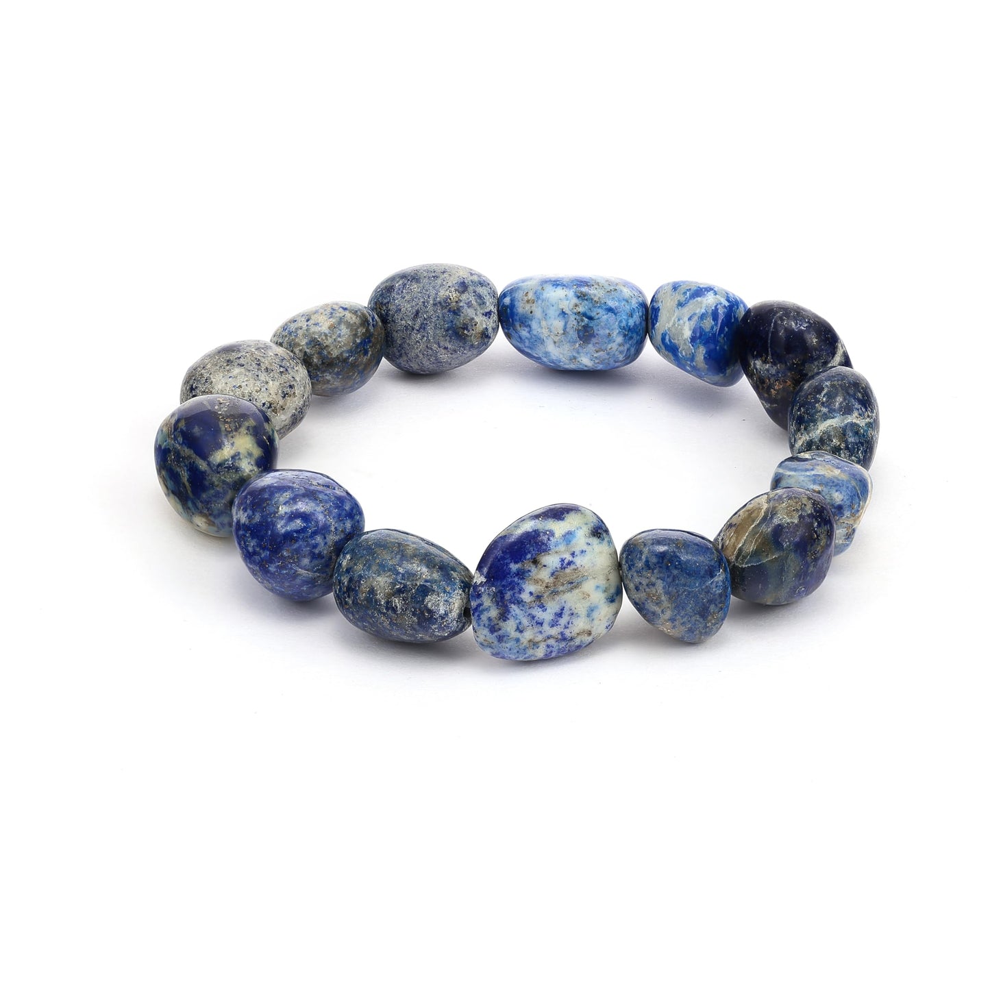 RIYAURA Lab Certified Lapis Lazuli Tumbled Healing Bracelet – 8mm Natural Gemstone Beads, Unisex Stretch Elastic Bracelet for Men & Women