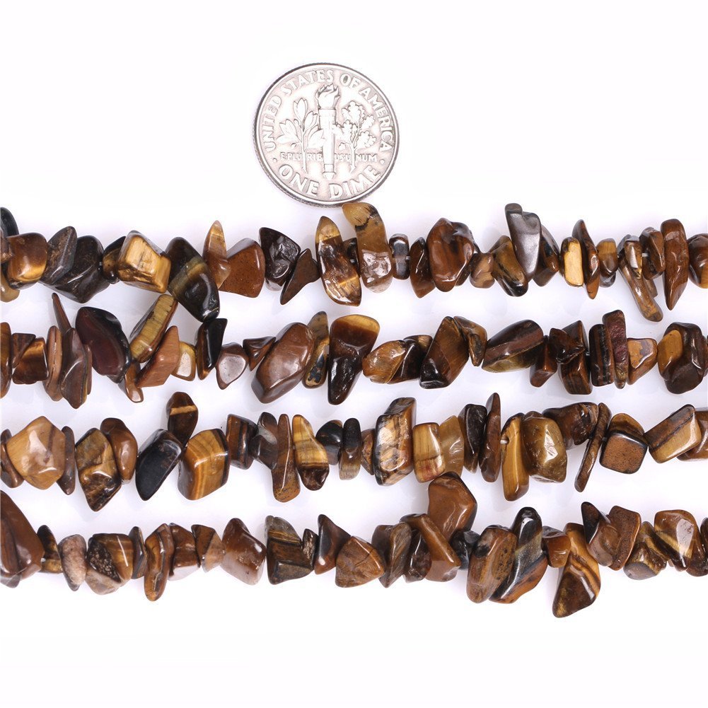 HAAMIIQII 5-8mm Natural Tiger Eye Chips Beads Irregular Chip Stones Loose Gemstone Beads for Jewelry Making Strand 30 Inch