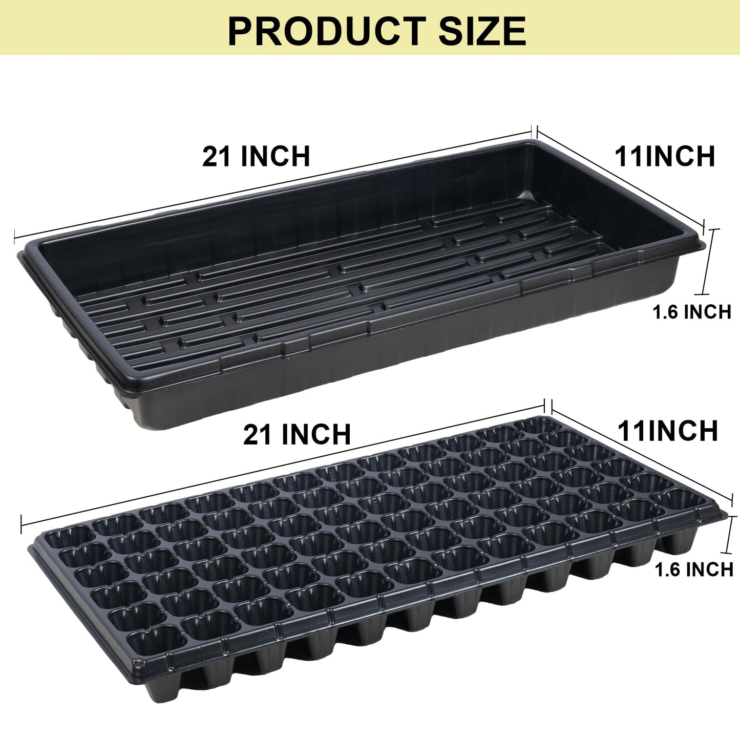 Hourleey 20 Pack Trays Include 10 Pack 1020 Seed Starter Trays and 10 Pack 72 Cell Plug Trays, Thick Durable Plastic Plant Nursery Tray, Propagation Tray for Seedlings Microgreens Fodder Plant