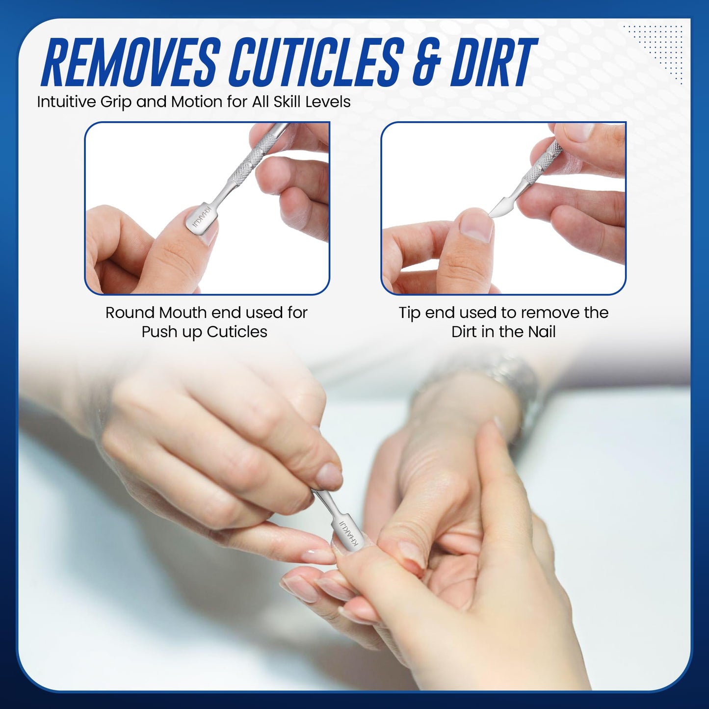 Cuticle Trimmer – Professional Stainless Steel Cuticle Nippers and Cuticle Remover with Cuticle Pusher for Manicure and Pedicure.