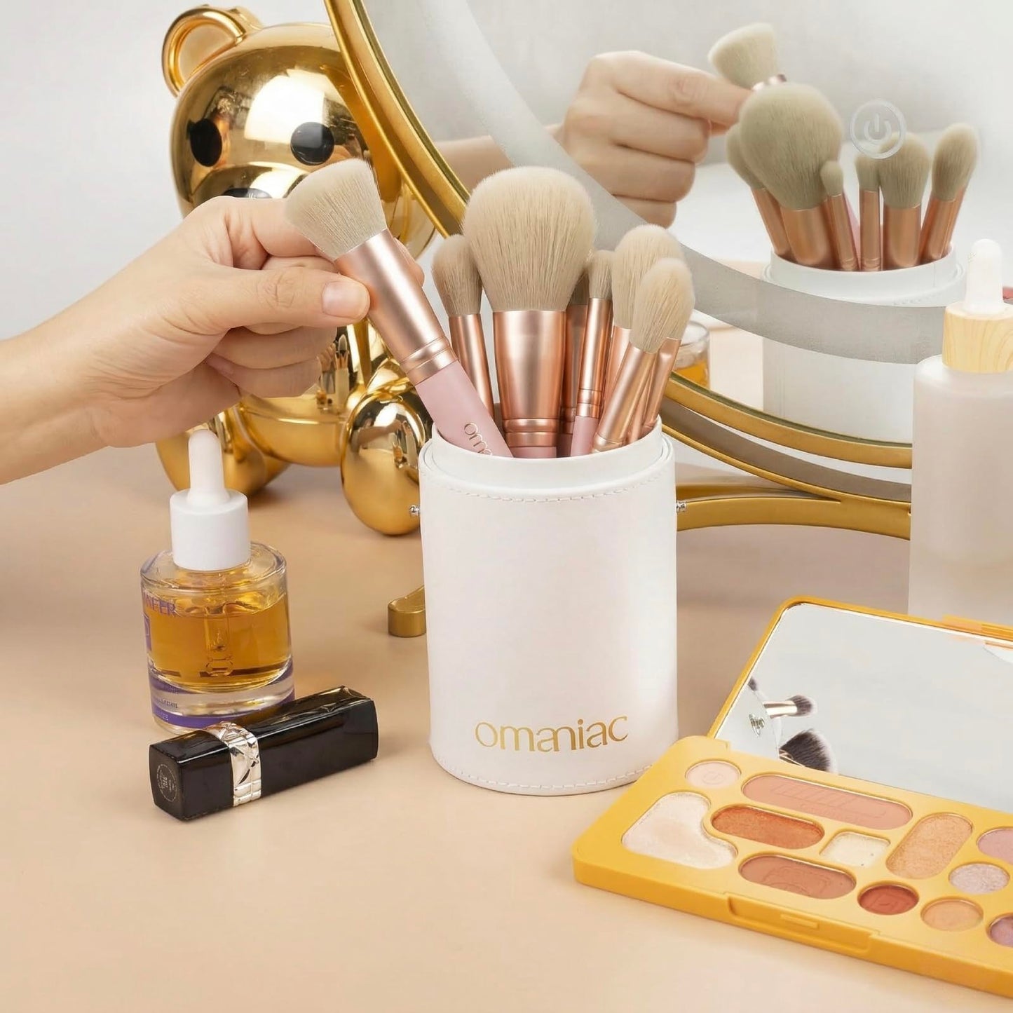 OMANIAC 20Pcs Makeup Brush Set Professional - Cruelty-Free Beauty Gift Kit for Beginners & Women - Premium Synthetic Foundation Eyeshadow Blending Face Powder Brushes with Travel Case (Pink)