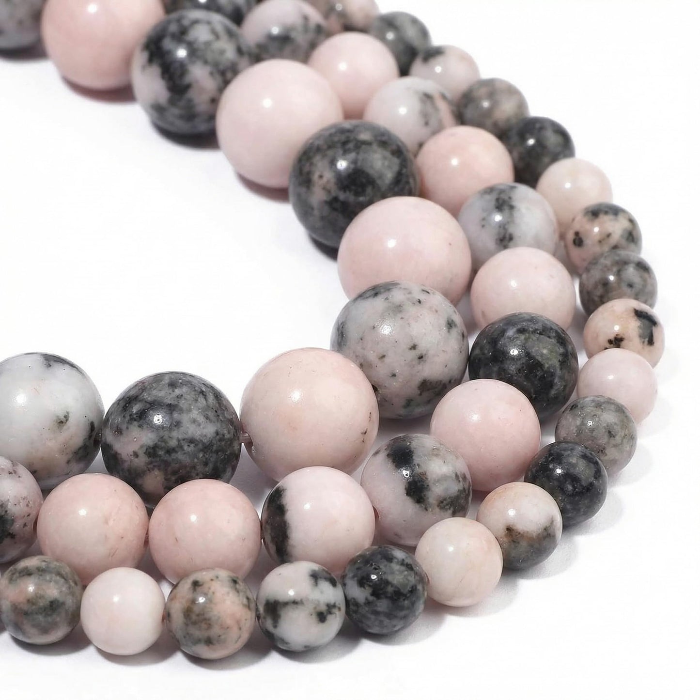 Yochus 60pcs Pink Zebra Beads，6mm Healing Power Natural Stone Round Loose Beads for Jewelry Making Earring Necklace DIY Crafts