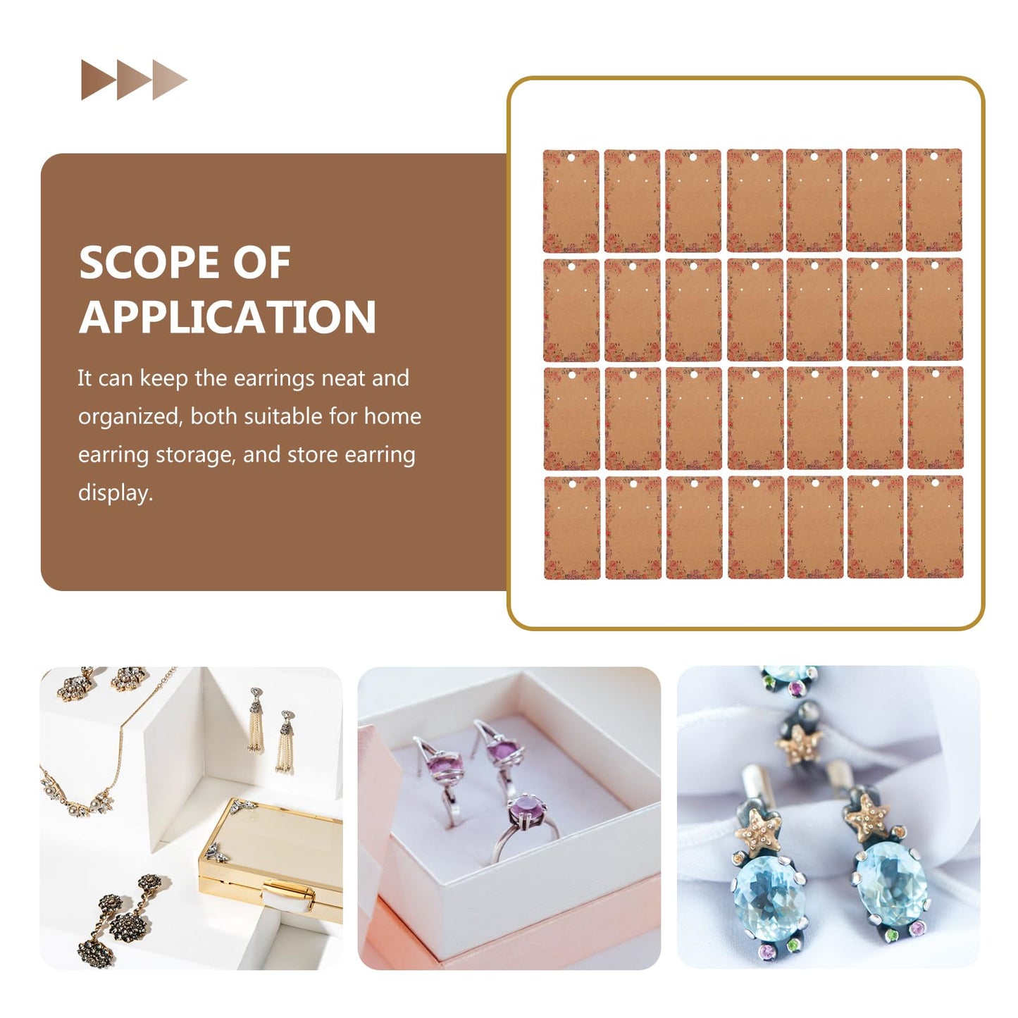 Beavorty Earring Display Cards 3.8X2.3 Inch Paper Jewelry Holder for Earrings Packaging 100Pcs Hanging Cardboard Earring Holders for Selling and Display
