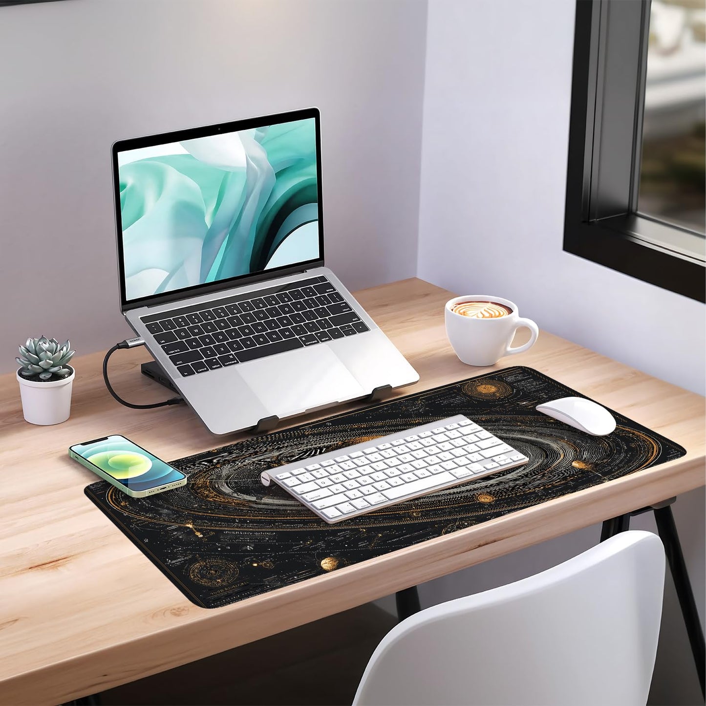 Saturn Planet Extended Gaming Mouse Pad 35.4 x 15.7 Inch – Space-Themed Desk Mat for Gaming, Office Work, and Study, with Non-Slip Rubber Base