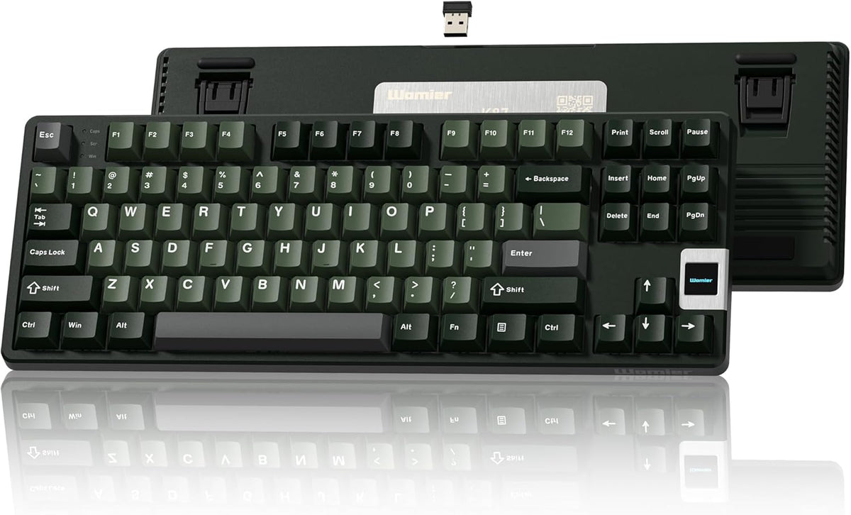 QK87 75% Keyboard with Multimedia Screen, QMK/VIA Wireless Gaming Keyboard, Creamy Mechanical Key Board,3-Mode RGB Custom Gasket Hot Swappable for Windows&Mac, POM Linear Switch-Gray Green