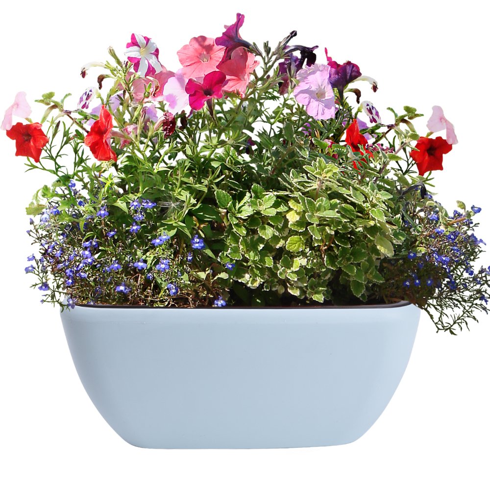 Vencer 10.8 Inch Plastic Square Self Watering Planter,Water Indicator,Modern Decorative Planter Pot for All House Plants Flowers,Herbs,Vegetables,Tropical,Blue,VF-049B