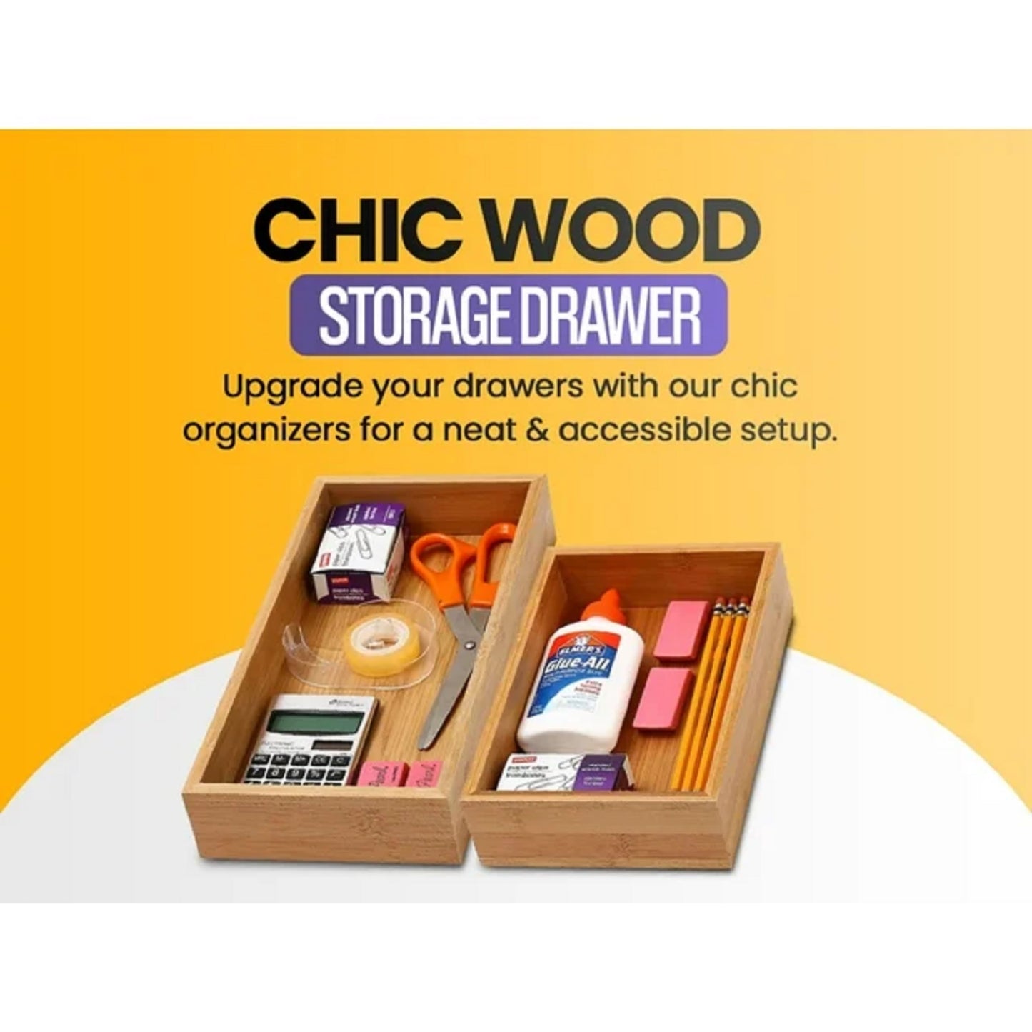 YBM HOME Bamboo Drawer Organizer Storage Box for Kitchen Drawer, Junk Drawer, Office, Bedroom, Children Room, Craft, Sewing, and Bathroom, 2 Pack 3x9x2 inch