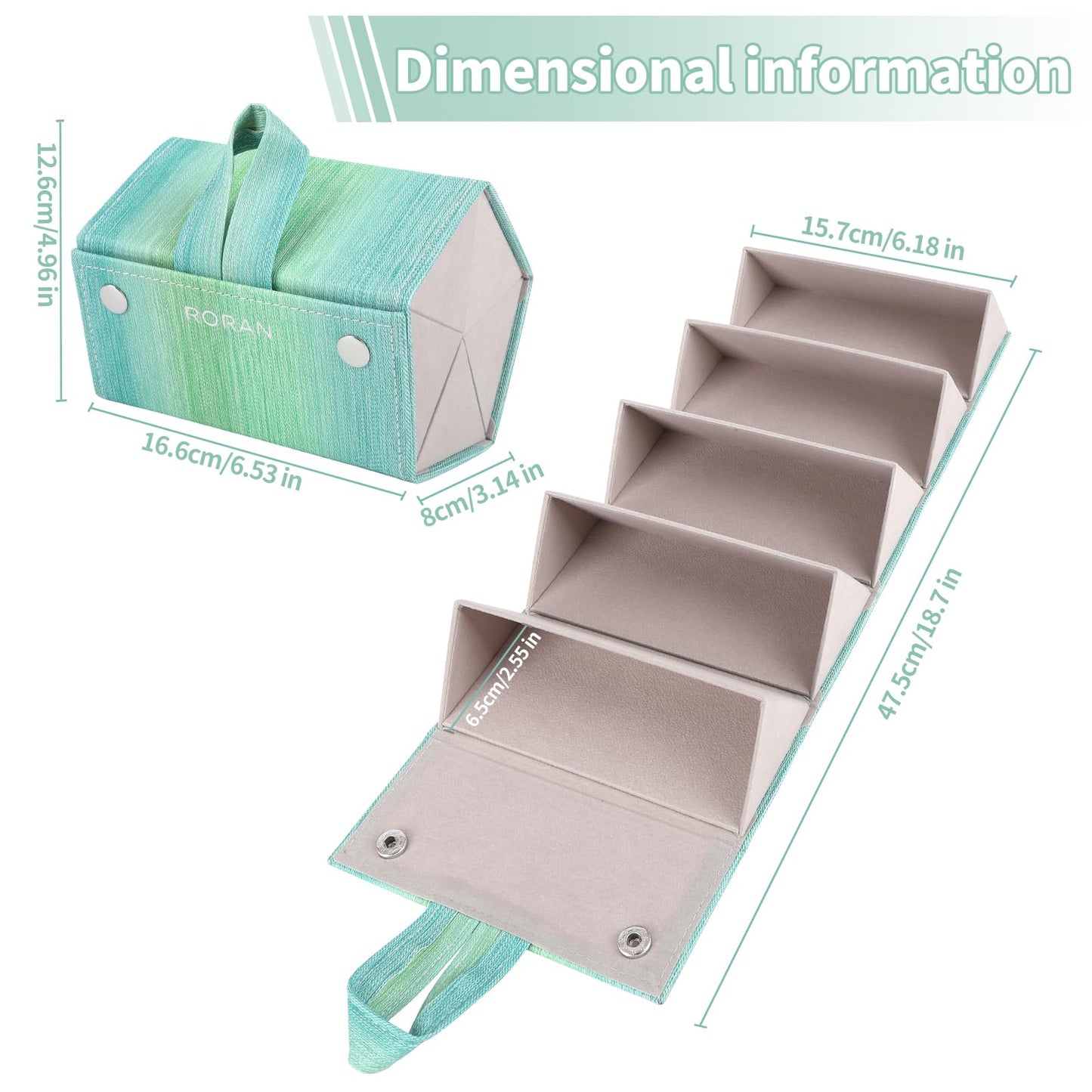 Roran Sunglasses Organizer, Portable Eyeglasses Holder Glasses Storage Box for Women Men, Folding Case Hard Shell, Gradient Design (Green Gradient)