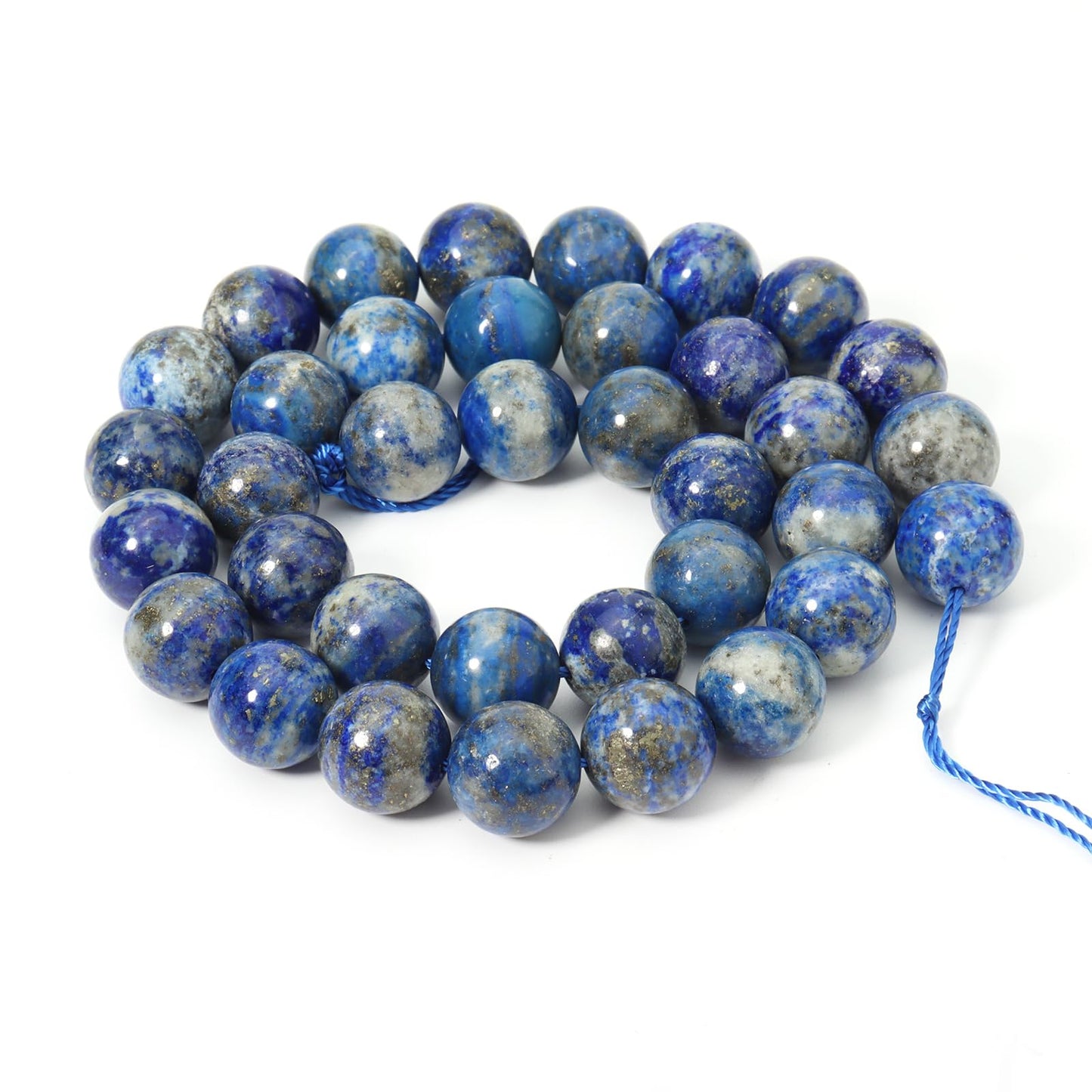Siomia 45pcs 8mm Natural Lapis Lazuli Gemstone Beads Energy Healing Crystal Round Loose Stone Beads for Jewelry Making, DIY Bracelets Necklaces