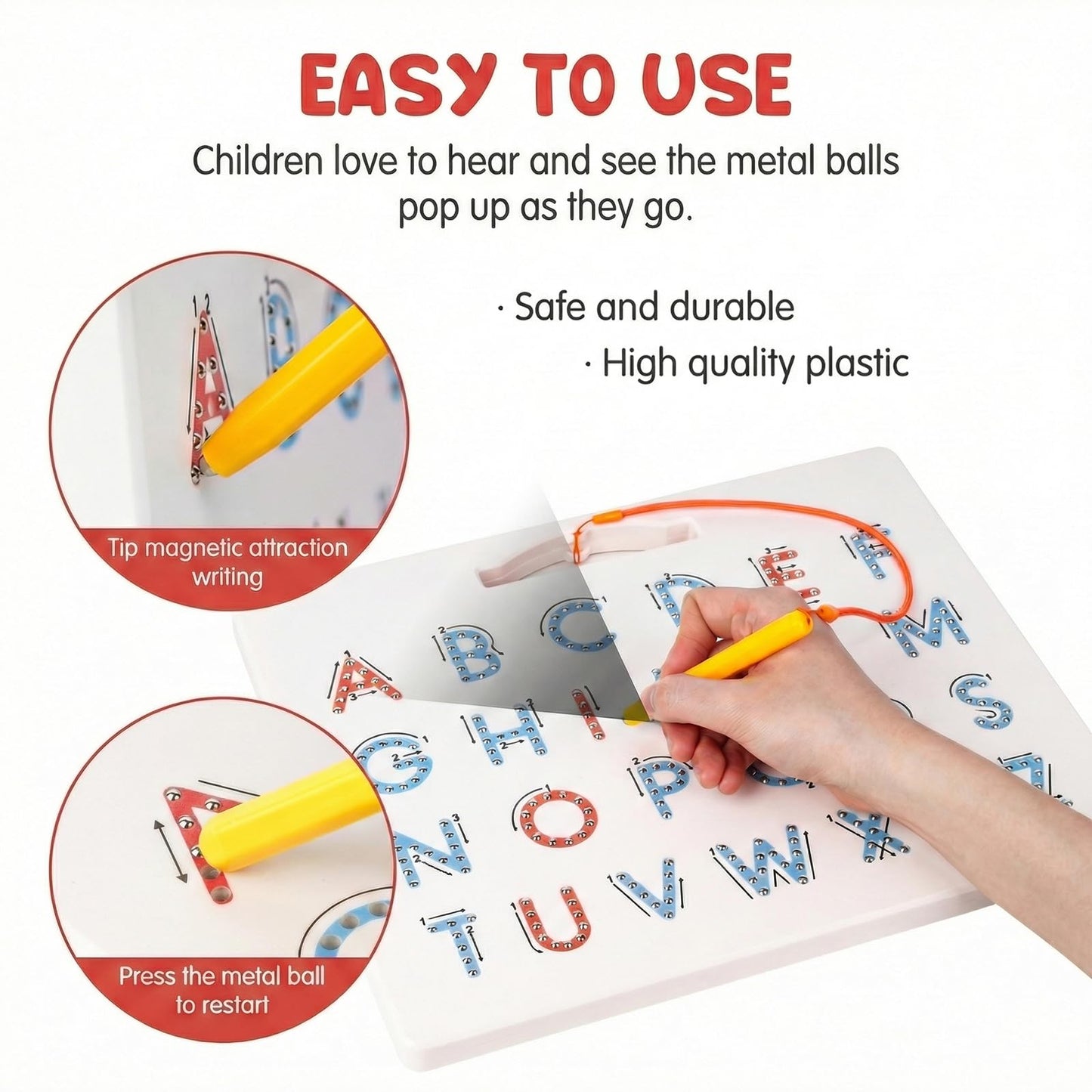 LovesTown Magnetic Alphabet Tracing Board, Double Sided Magnetic Letter Board for Kids Preschool Educational Learning Toys for Toddlers
