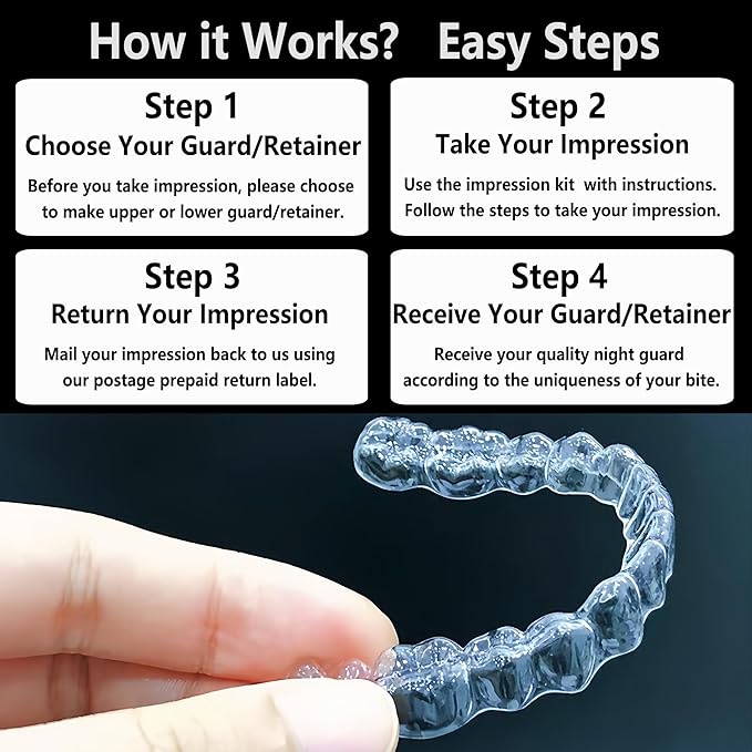 Custom Night Guard, Custom Dental Retainer Durable Mouth Teeth Guard Against Teeth Grinding/Clenching, One Pack