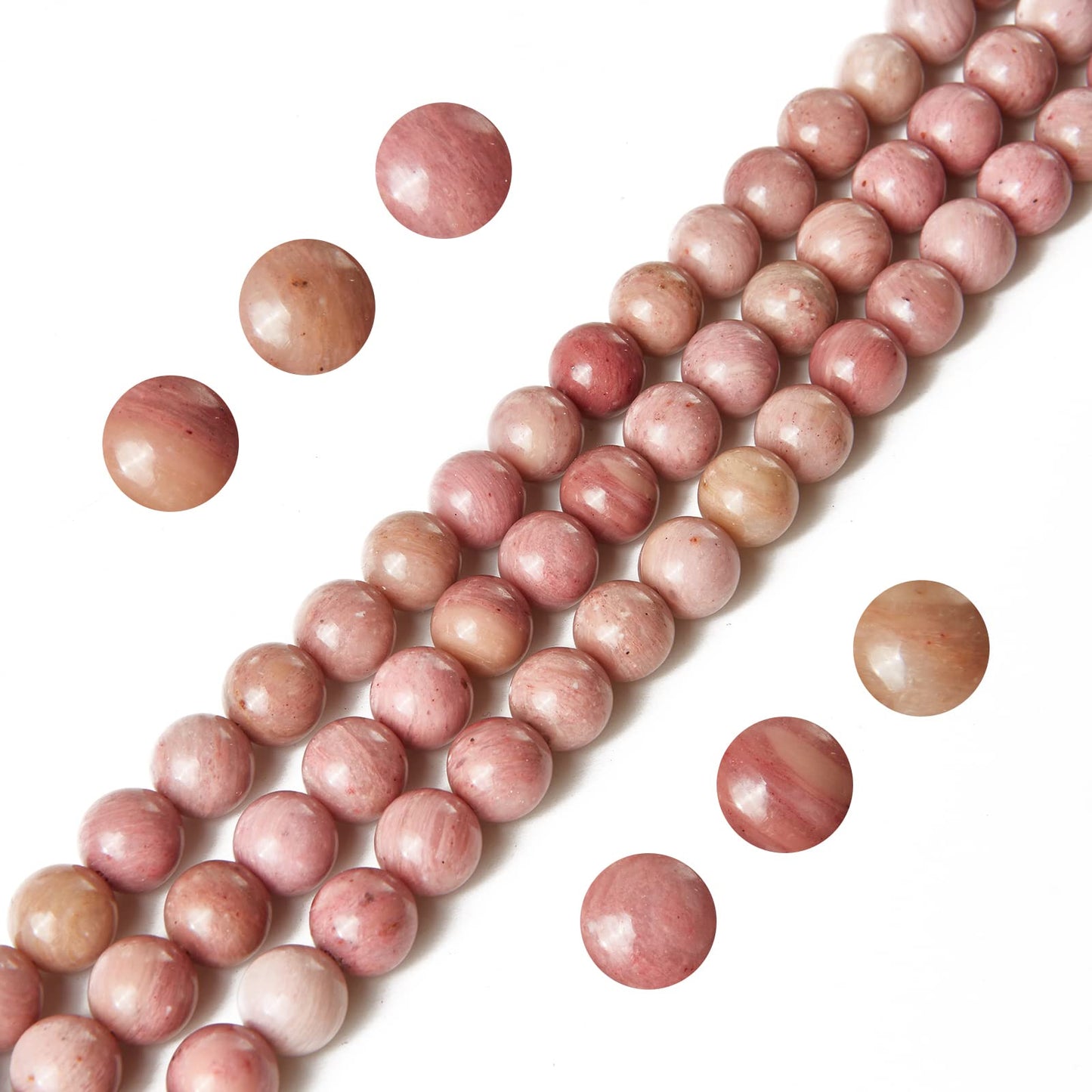 60pcs 6mm Rhodonite Beads Natural Gemstone Beads Round Loose Beads for Jewelry Making