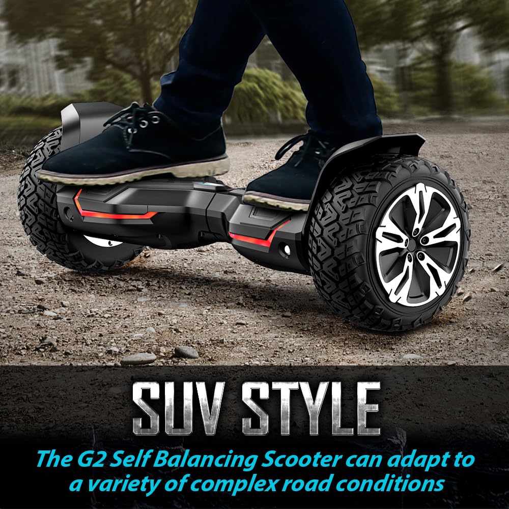 Gyroor Warrior 8.5 inch All Terrain Off Road Scooter with Bluetooth Speakers and LED Lights, Self Balancing Scooter for Kids ages 6-12 and Adults