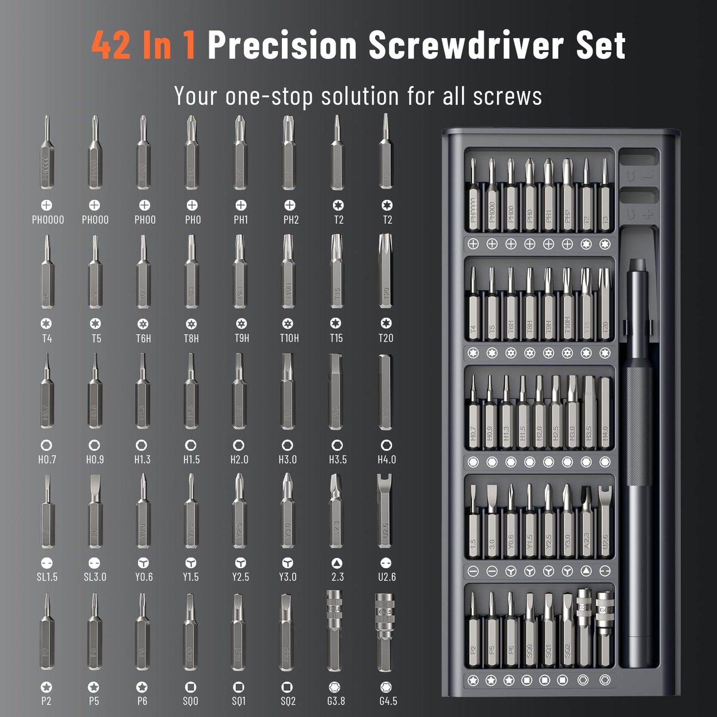 KATERK 42-in-1 Mini Screwdriver Set - Precision Small Magnetic Screwdriver Set Repair Tool Kit for Phone, Computer, Watch, Laptop, Macbook, Ring Doorbell, Eyeglass, Electronic, Screw Driver