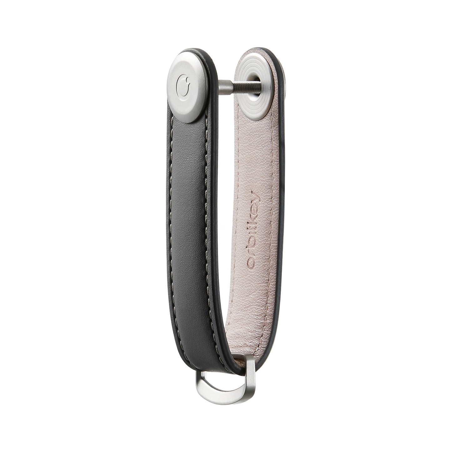 Orbitkey Leather Key Organizer | Durable, Stainless Steel Locking Mechanism, Slim & Quiet Profile | Holds up to 7 Keys, Charcoal with Grey Stitching