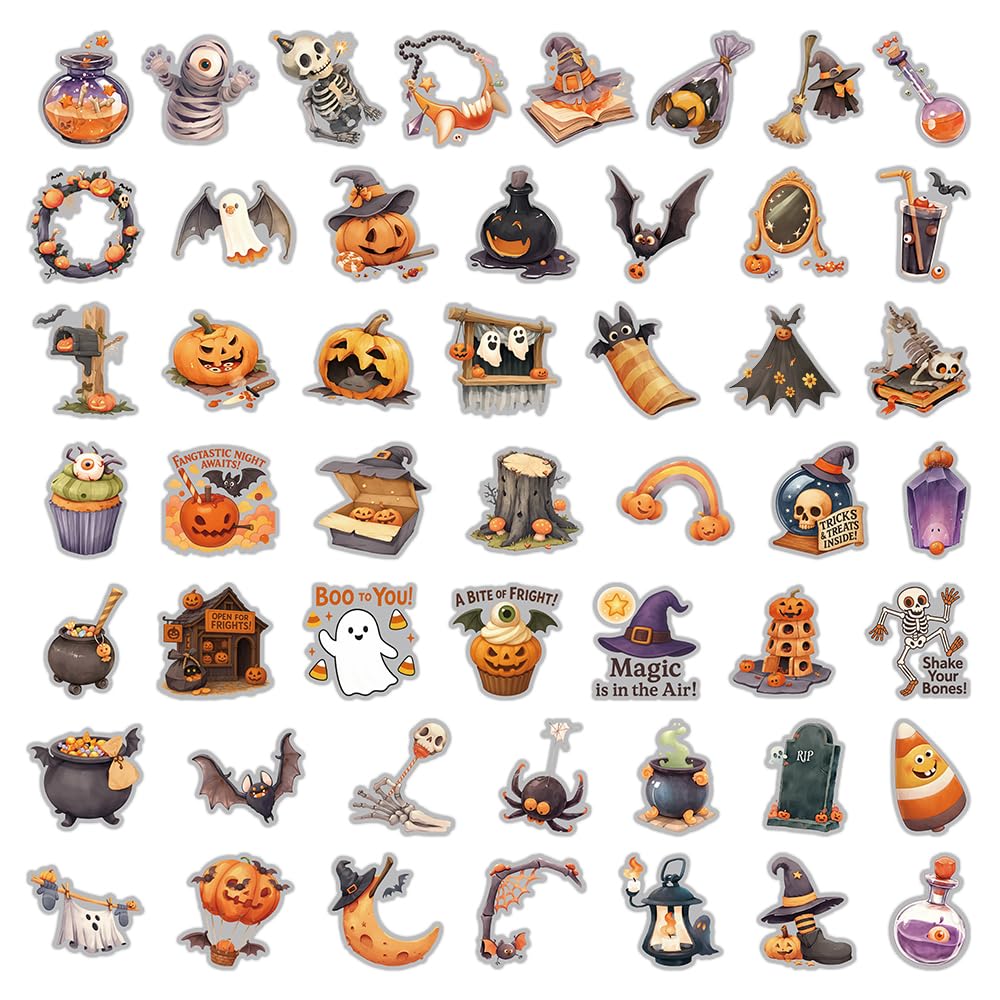 200 Pcs Halloween Stickers, Halloween Vinyl Stickers Computer Refrigerator & Adults, Holiday Party Favors, Crafts & Gifts