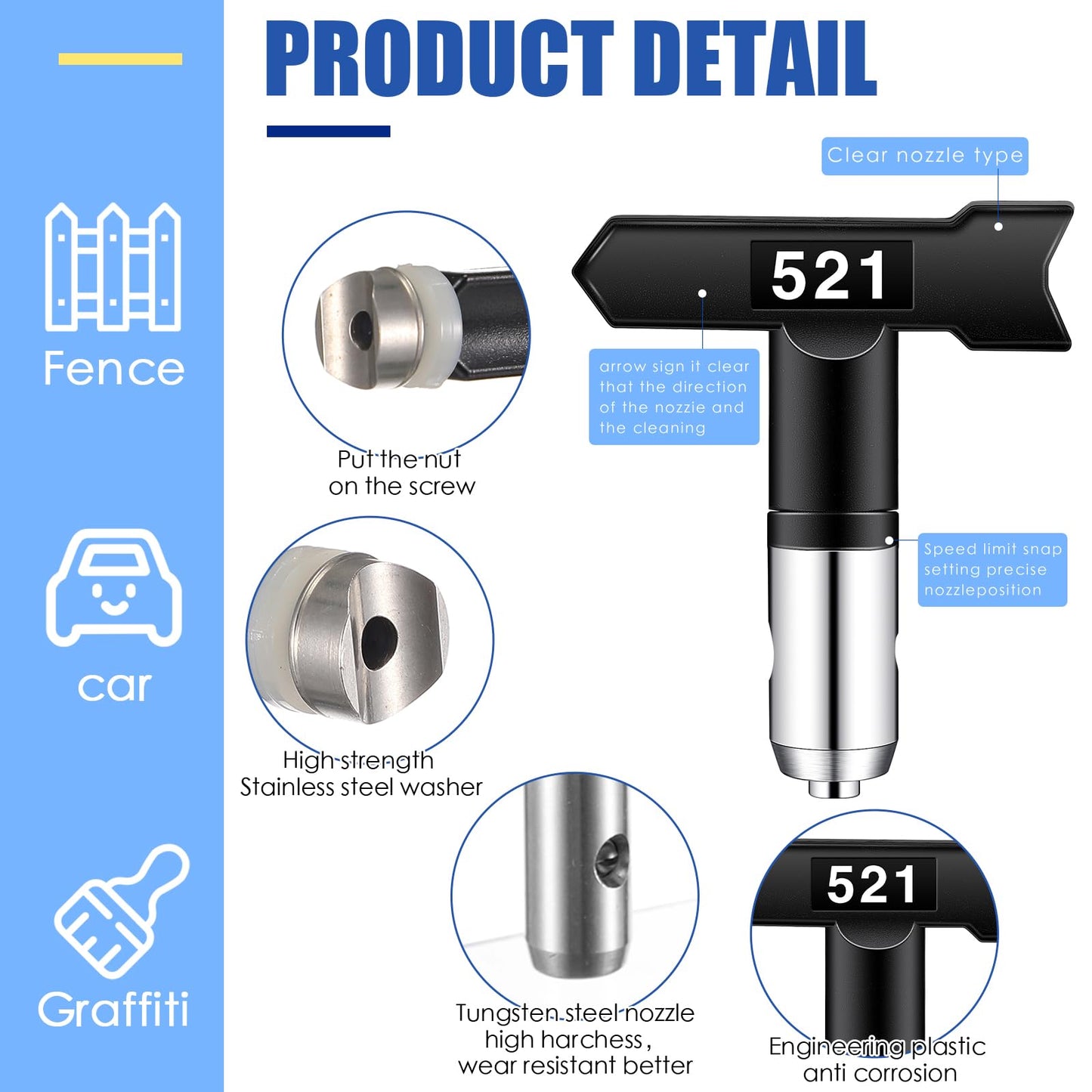 Lanties 15 Pcs Airless Paint Sprayer Accessories Included 8 Pcs Reversible Airless Sprayer Tips, 2 Pcs Nozzle Tip Guard and 5 Pcs Airless Paint Sprayer Gun Extension Wand with Red Guard Pole Rod