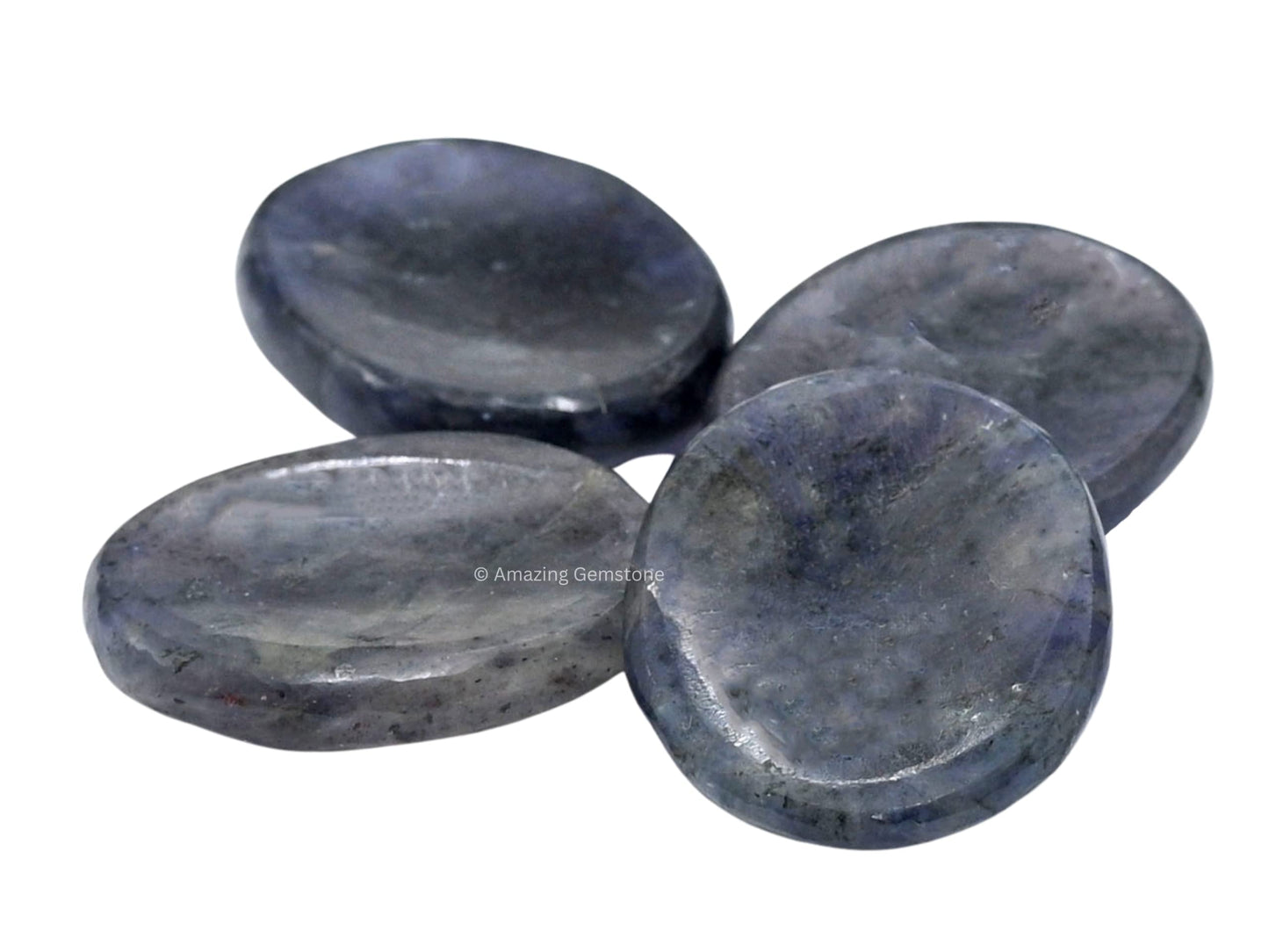 Amazing Gemstone Iolite Worry Stone, Healing Crystals - Piedra Crystal Fidget for Gift, Meditation, Calming, Relaxation, Stress Relief
