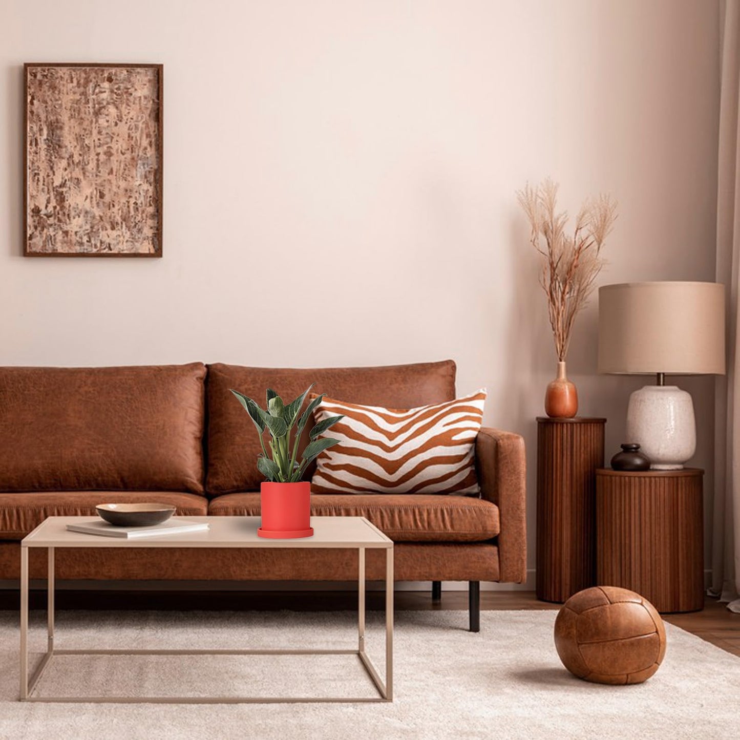 PATIKIL 5 Inch Ceramic Plant Pots, Modern Flower Planters with Drainage Holes and Tray for Decorate Home Indoor Plants Succulent Herb, Blue