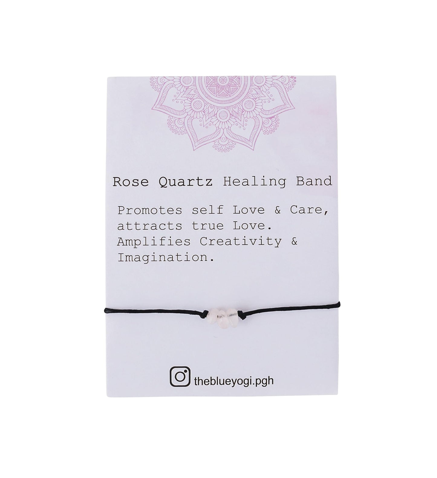 The Blue Yogi Healing band -2 in 1 protection Bracelet/Anklet with an affirmation- Tie Closure (Rose Quartz)